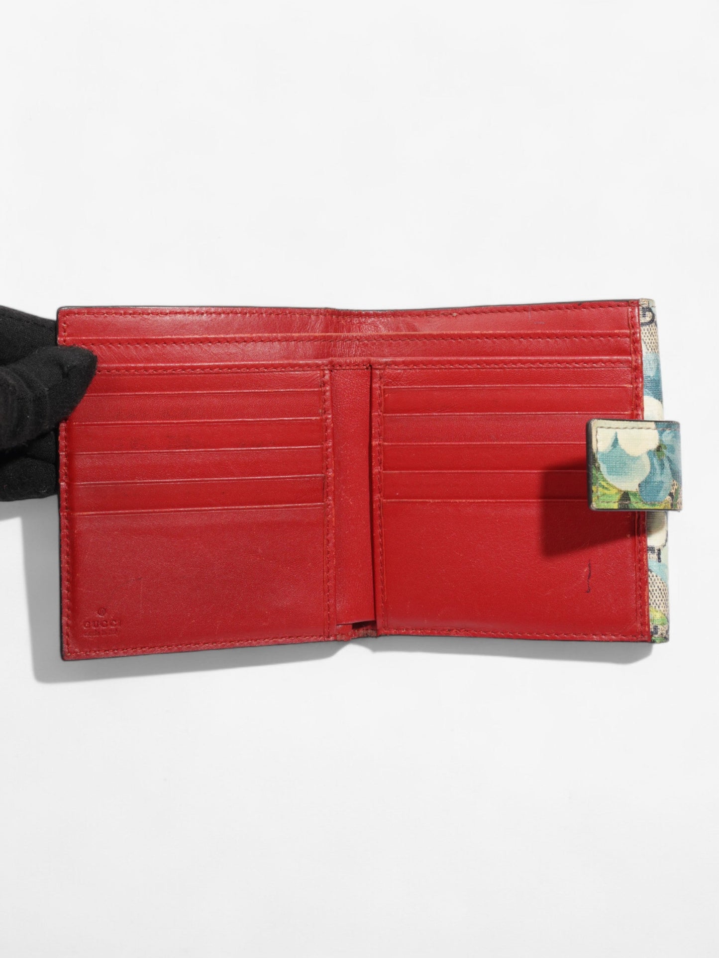 Gucci Monogram Blooms French Flap Wallet GG Supreme / Blue Coated Canvas