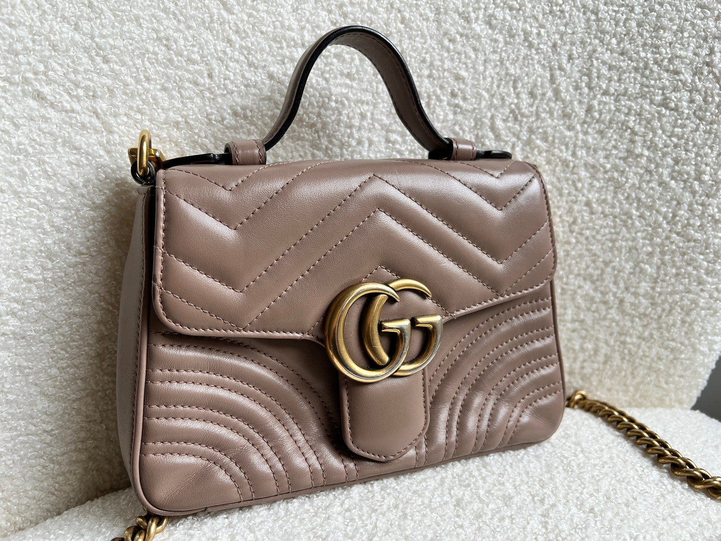 Gucci GG Dusty Pink Marmont Mini Top Handle Bag (RRP £1,890)