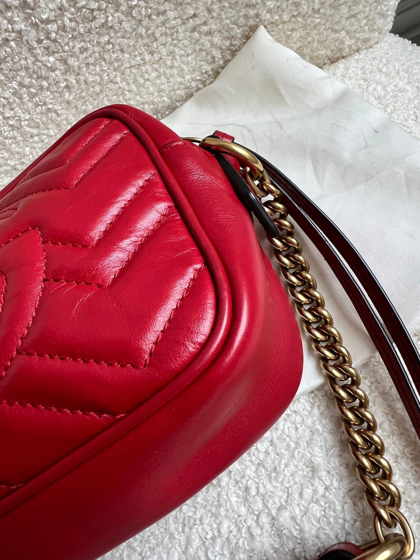 Gucci GG Hibiscus Red Marmont Mini Shoulder Bag (RRP £1220)