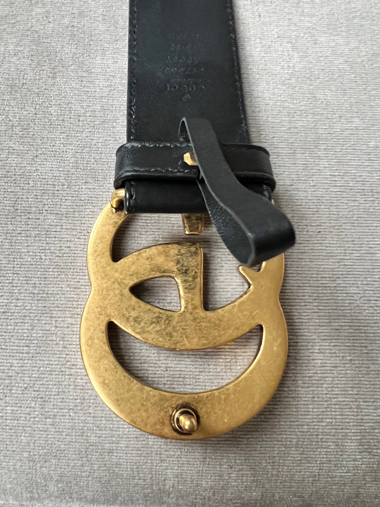 Gucci GG 2015 Re edition Marmont Black Wide Leather Belt with Gold Buckle (RRP £380)