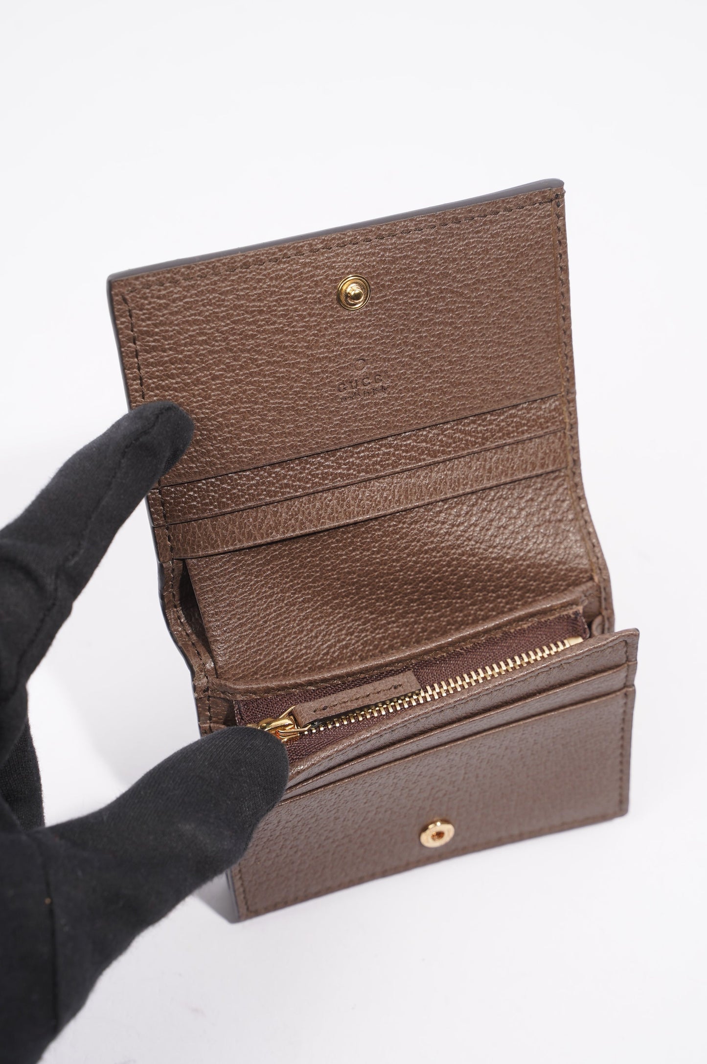 Gucci Ophidia Wallet Brown / Red / Green Coated Canvas