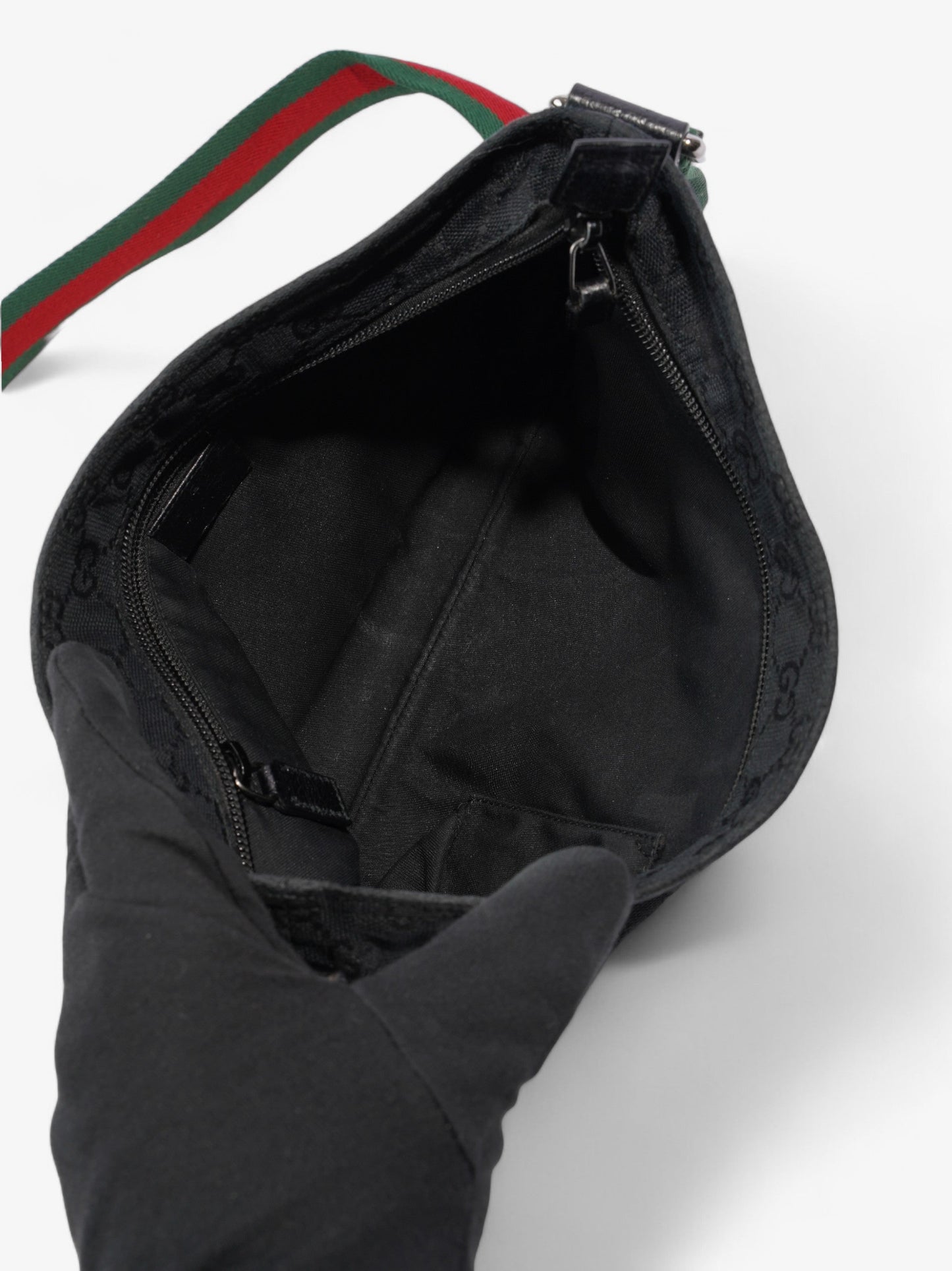 Gucci GG Web Messenger Bag Black / Red / Green Canvas
