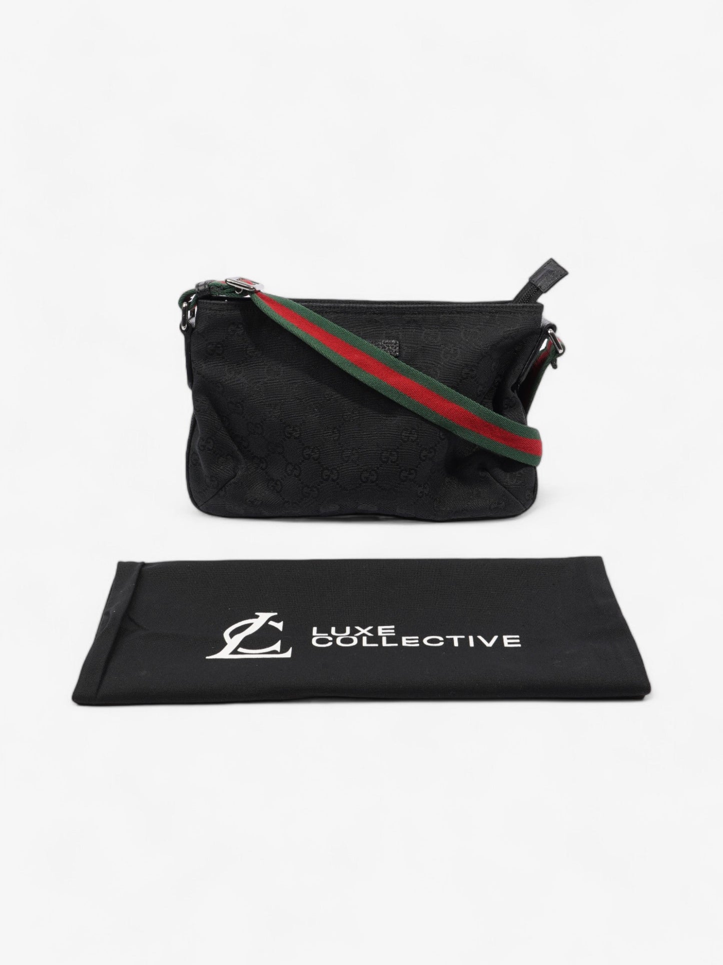 Gucci GG Web Messenger Bag Black / Red / Green Canvas