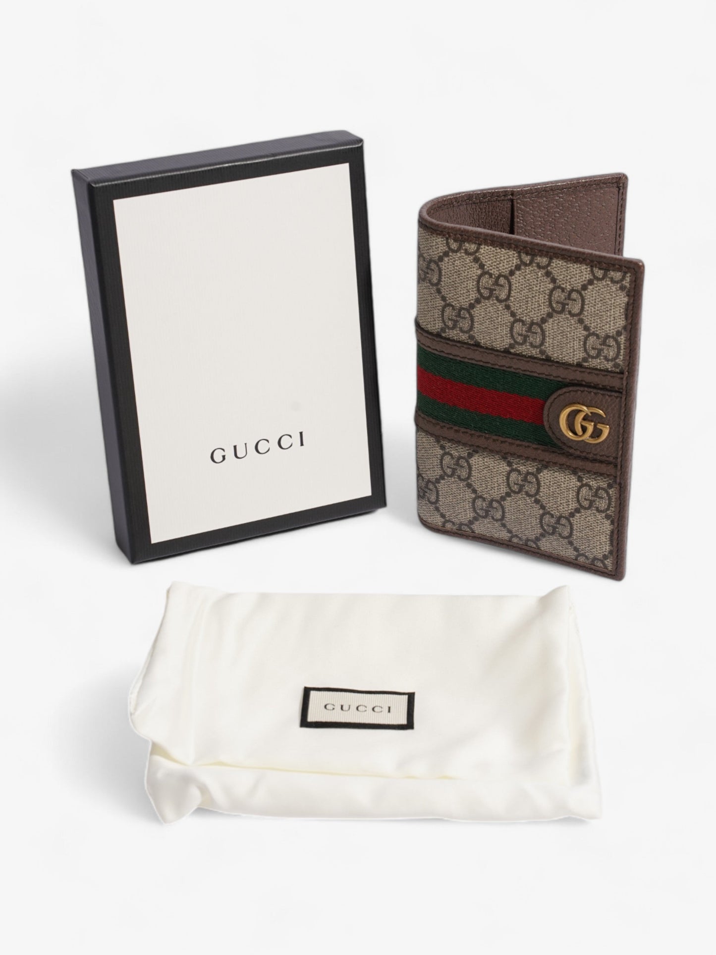 Gucci Ophidia GG Card Case GG Supreme / Red / Green Coated Canvas