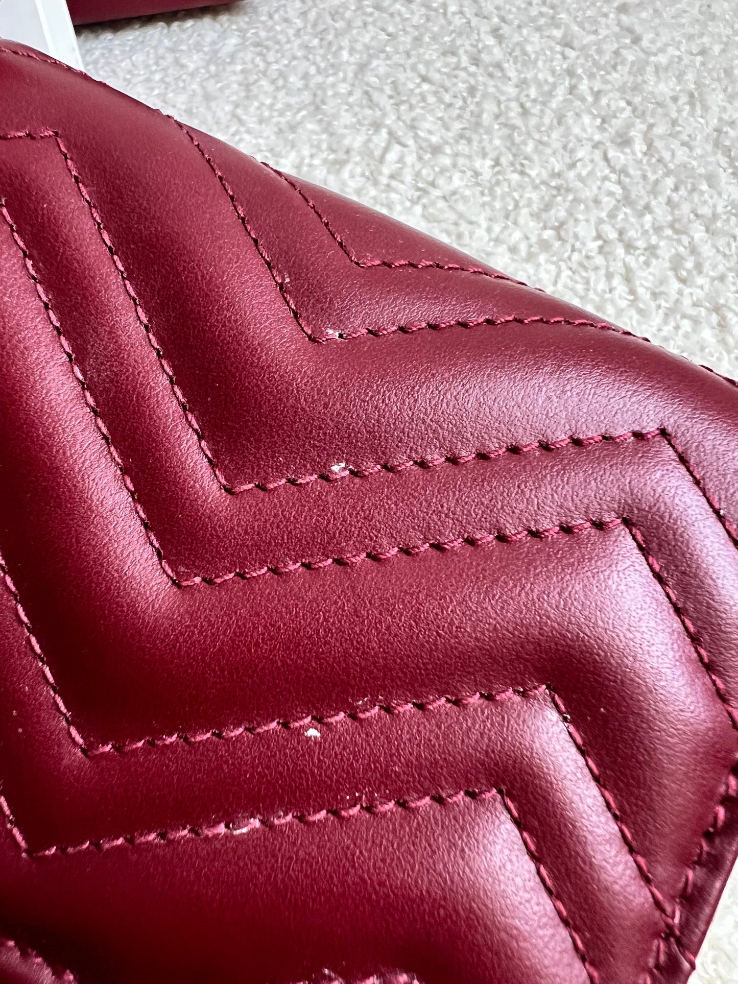 Gucci GG Burgundy Marmont Matelassé Card Case Wallet (RRP £380)