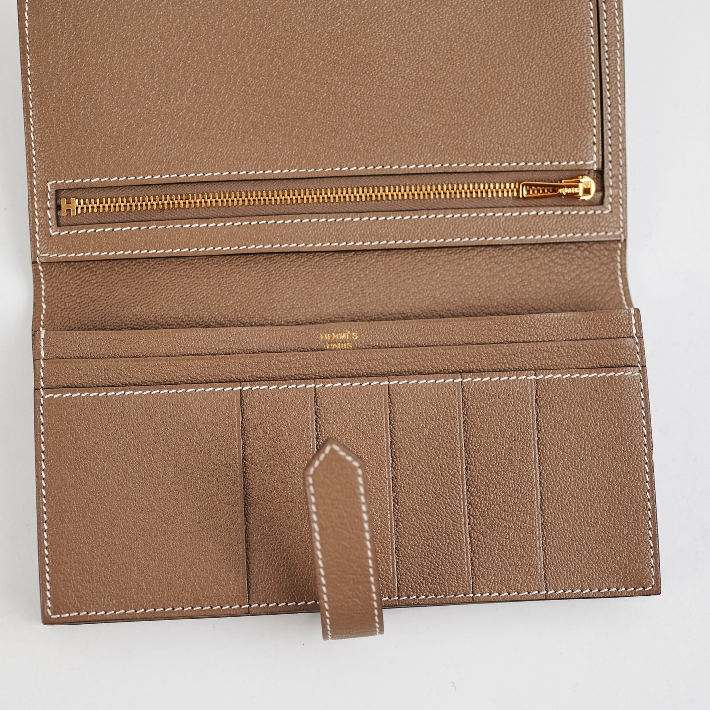 Hermes P-Feuille Bearn Wallet Etoupe