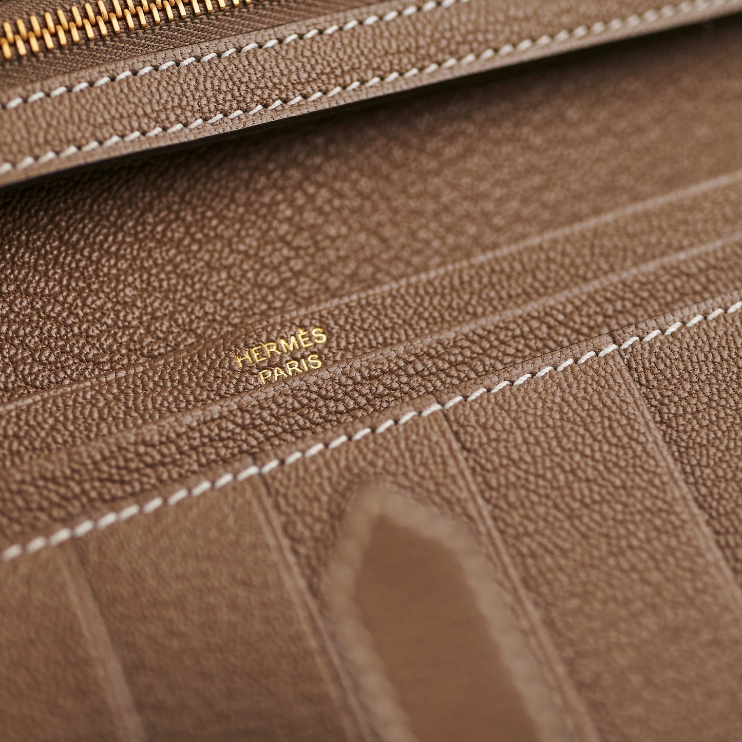 Hermes P-Feuille Bearn Wallet Etoupe