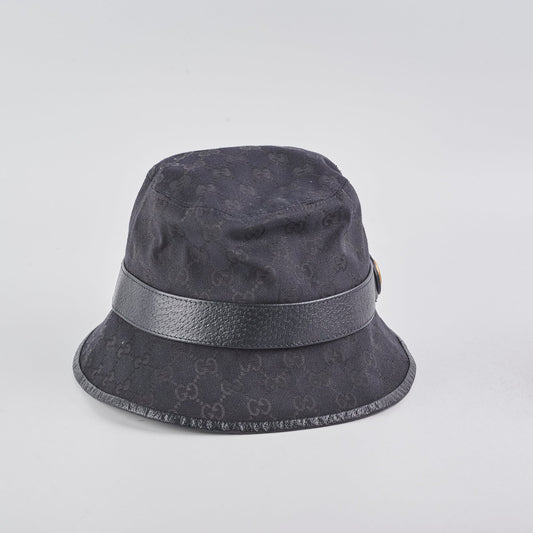 Gucci Monogram GG canvas Fedora Hat Small Black 57cm
