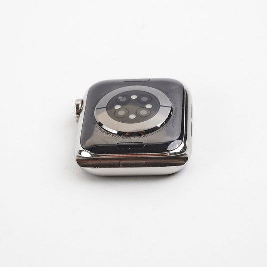Hermes 40mm Apple Watch (Series 6) Stainless Steel Case (Fauve Barenia Single Tour/Orange Strap))