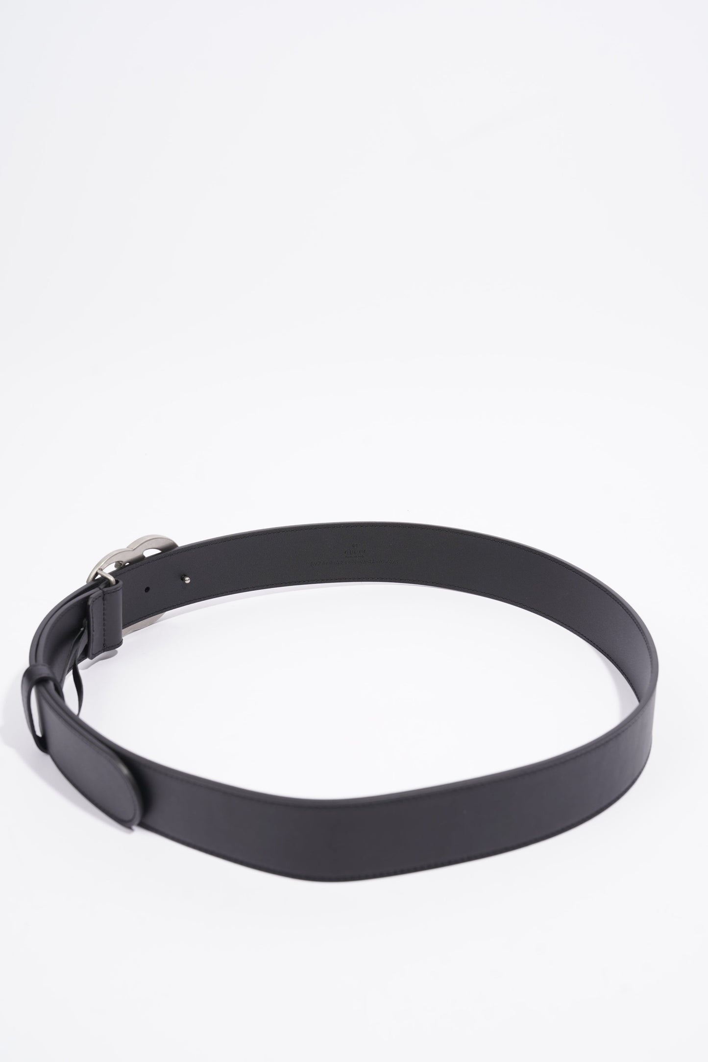 Gucci Silver Buckle GG Belt Black Leather 95cm 38"