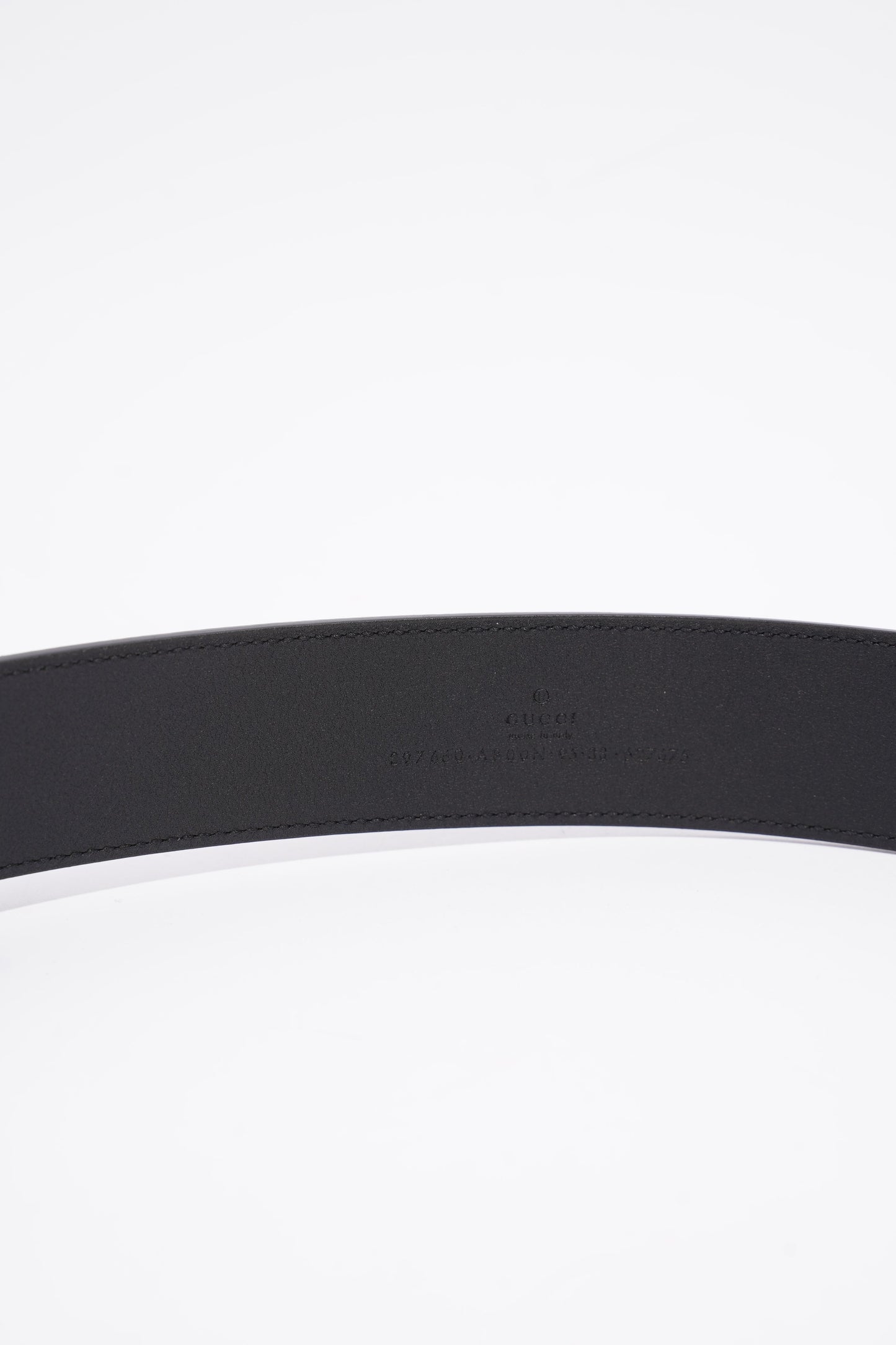 Gucci Silver Buckle GG Belt Black Leather 95cm 38"