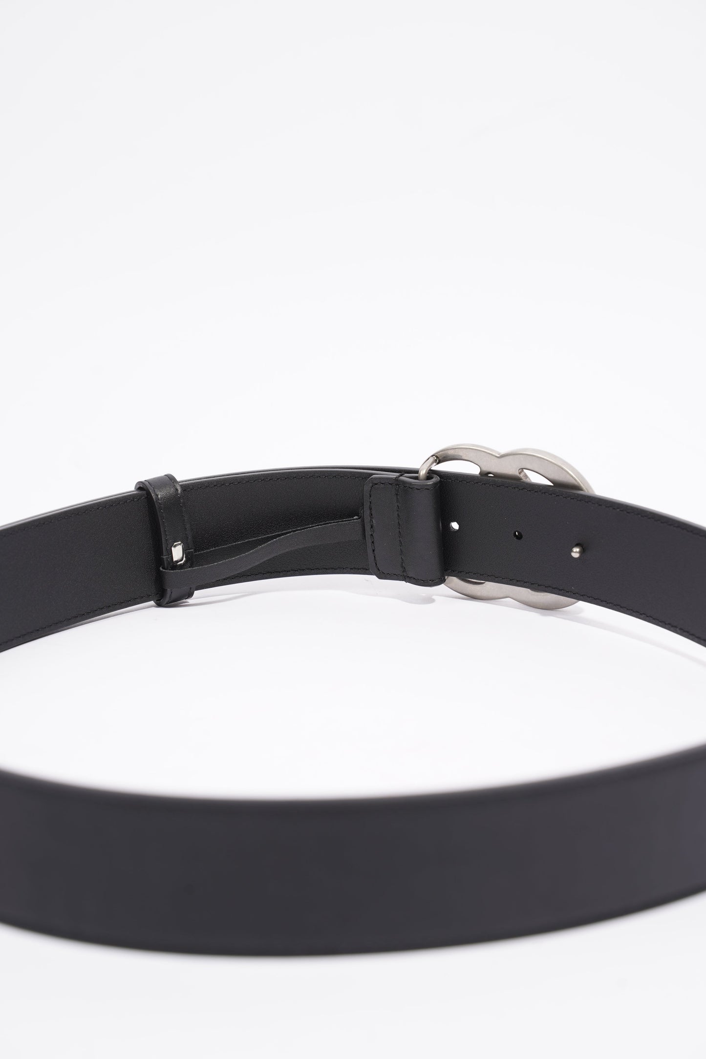 Gucci Silver Buckle GG Belt Black Leather 95cm 38"