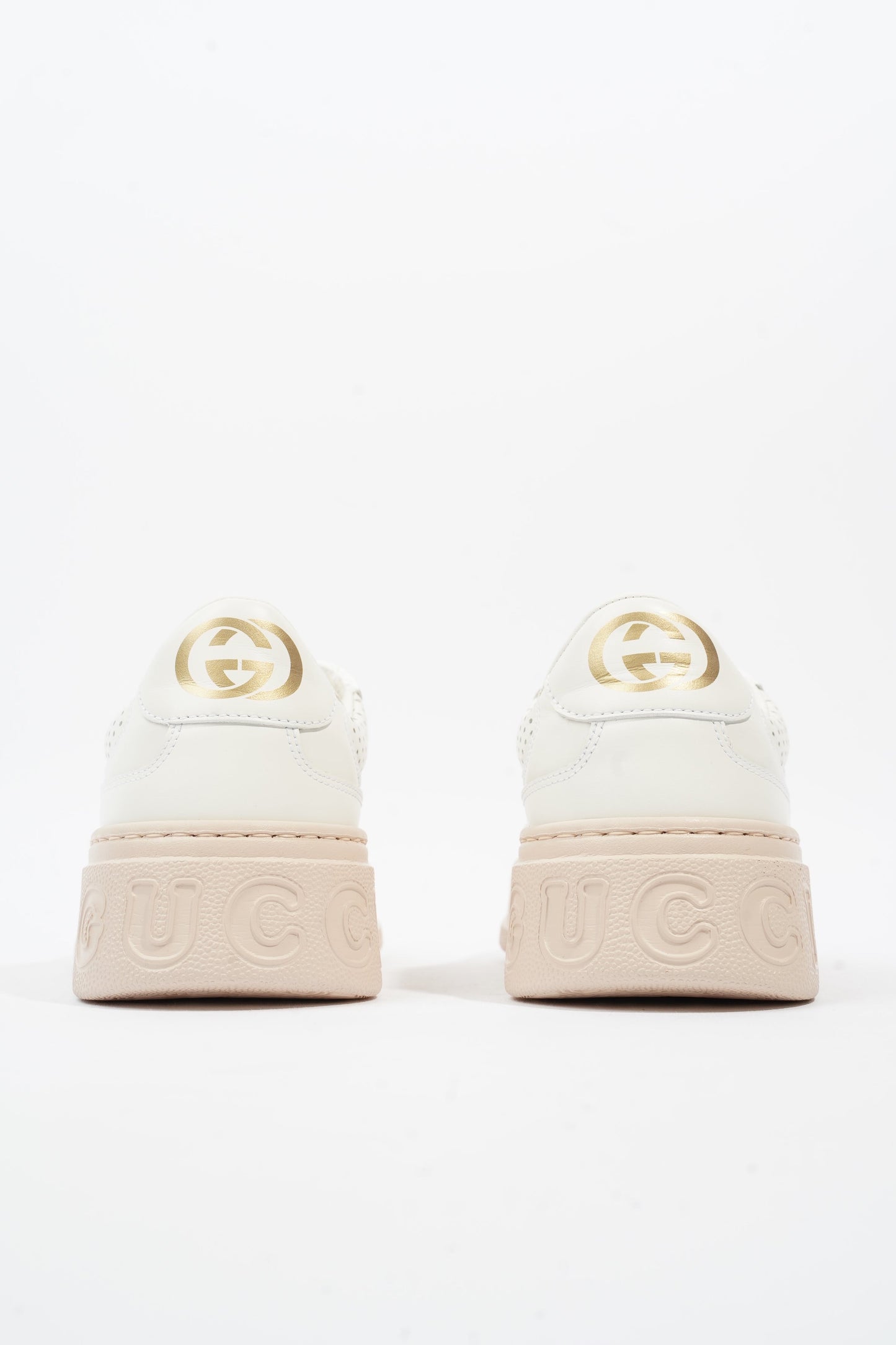 Gucci GG Embossed Sneakers White / Pink Embossed Leather EU 37 UK 4