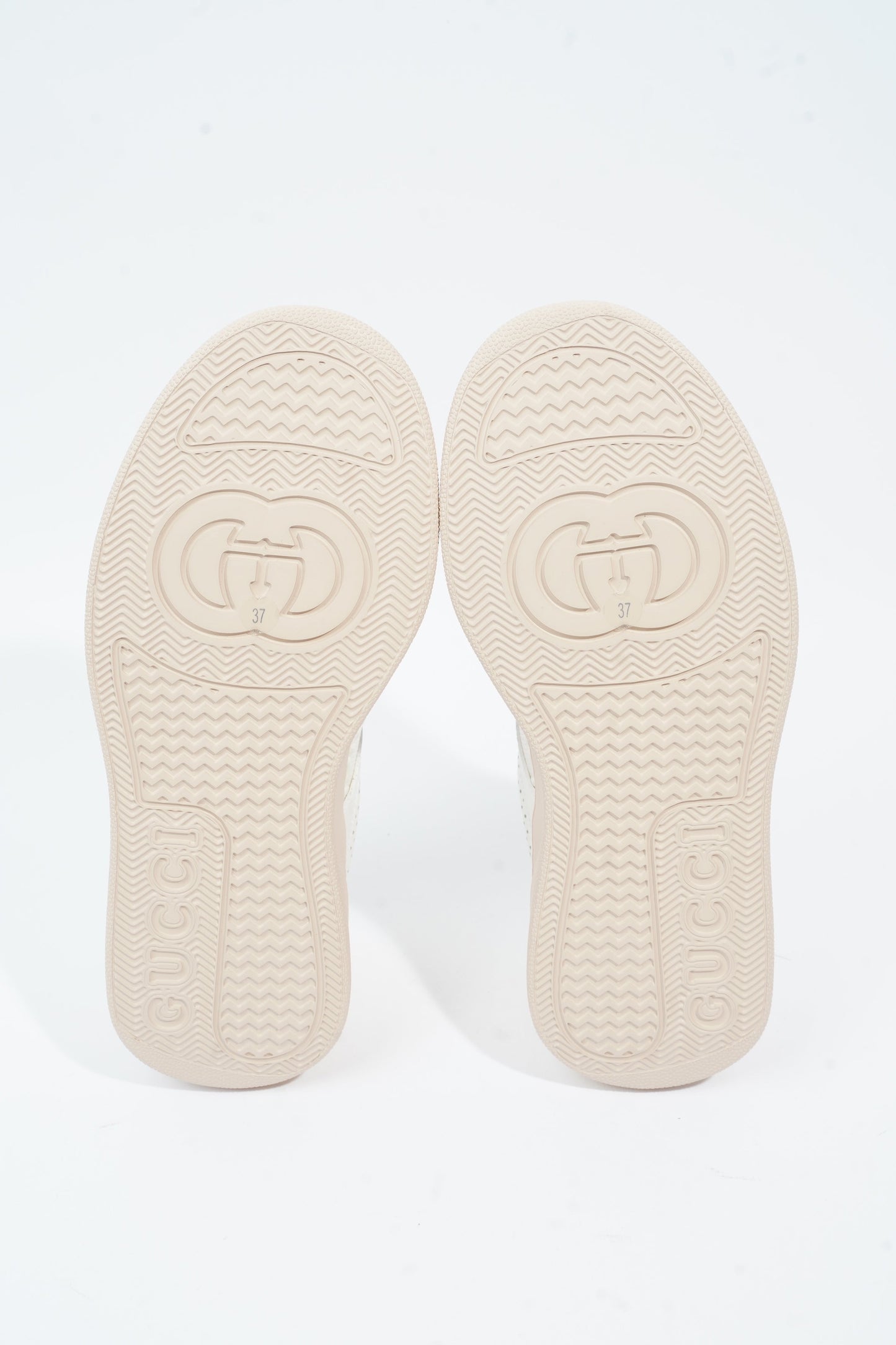 Gucci GG Embossed Sneakers White / Pink Embossed Leather EU 37 UK 4