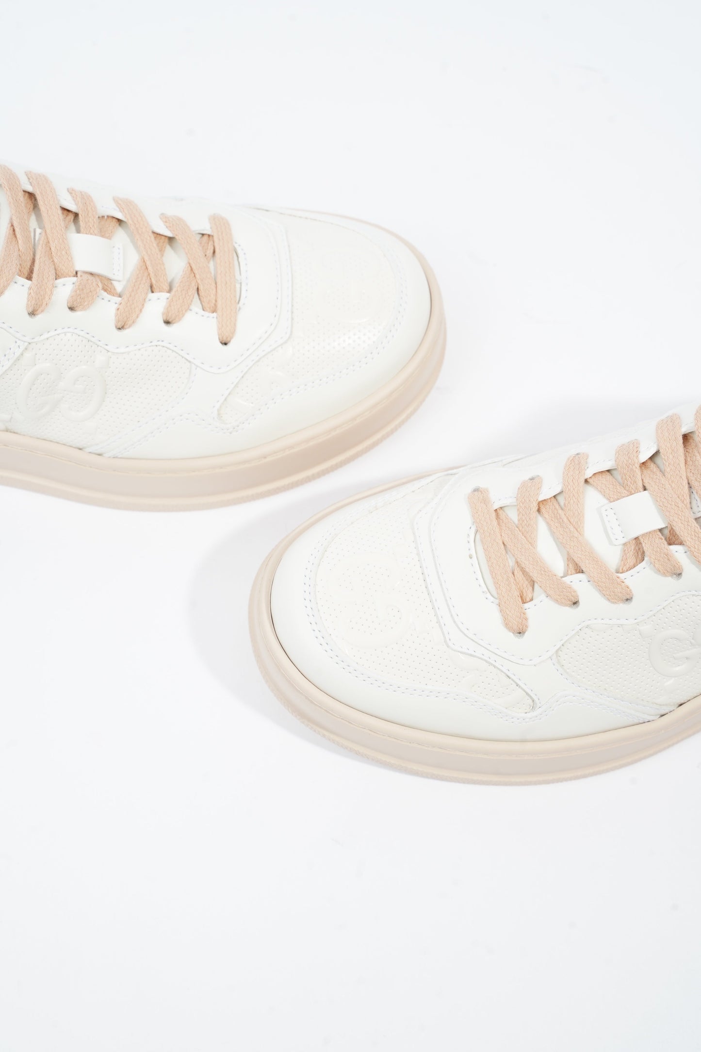 Gucci GG Embossed Sneakers White / Pink Embossed Leather EU 37 UK 4