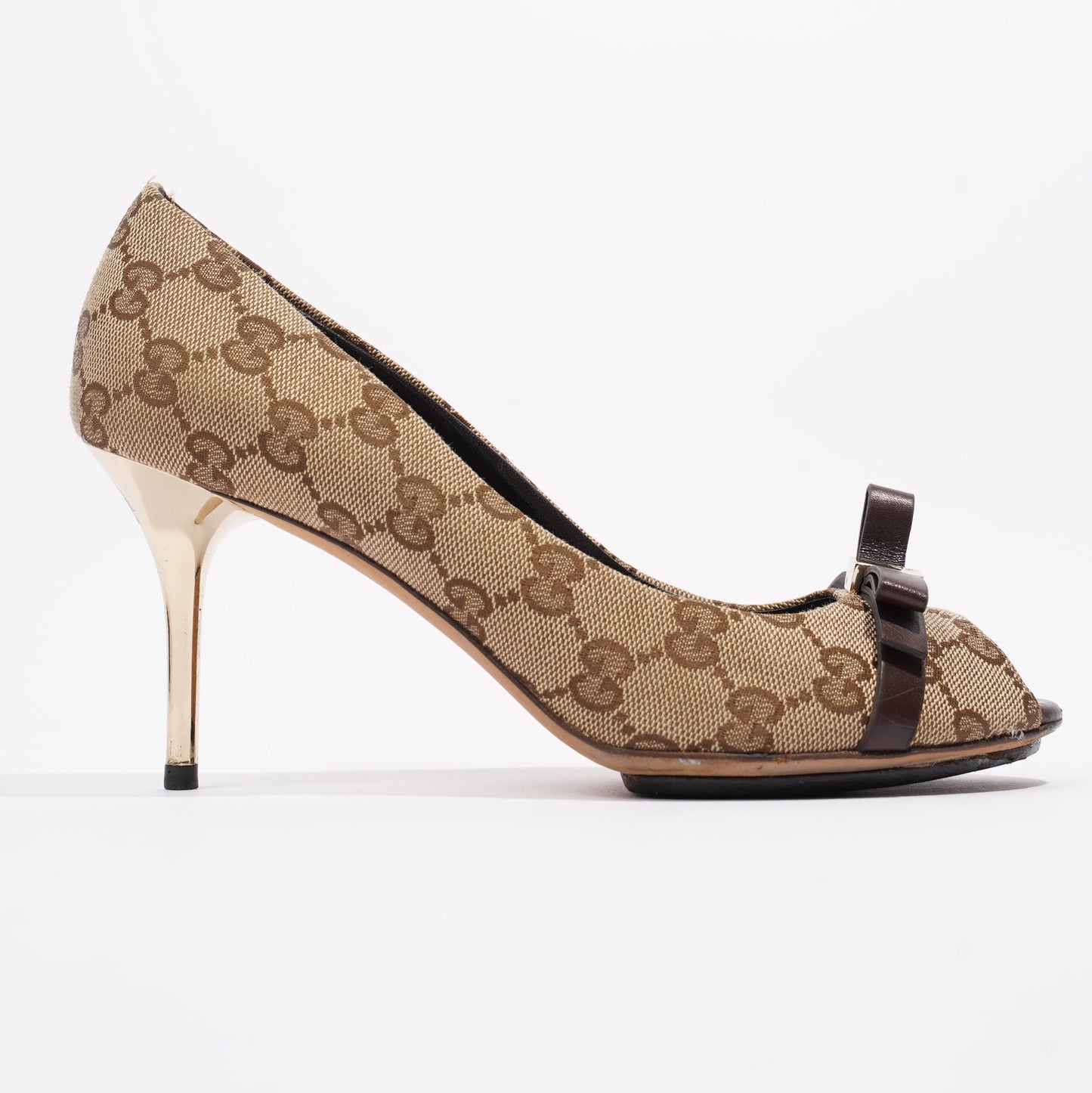 Gucci GG Pumps Beige / Brown Canvas EU 37 UK 4