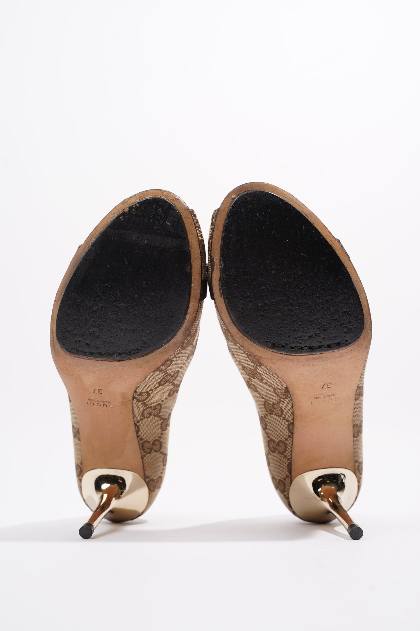Gucci GG Pumps Beige / Brown Canvas EU 37 UK 4