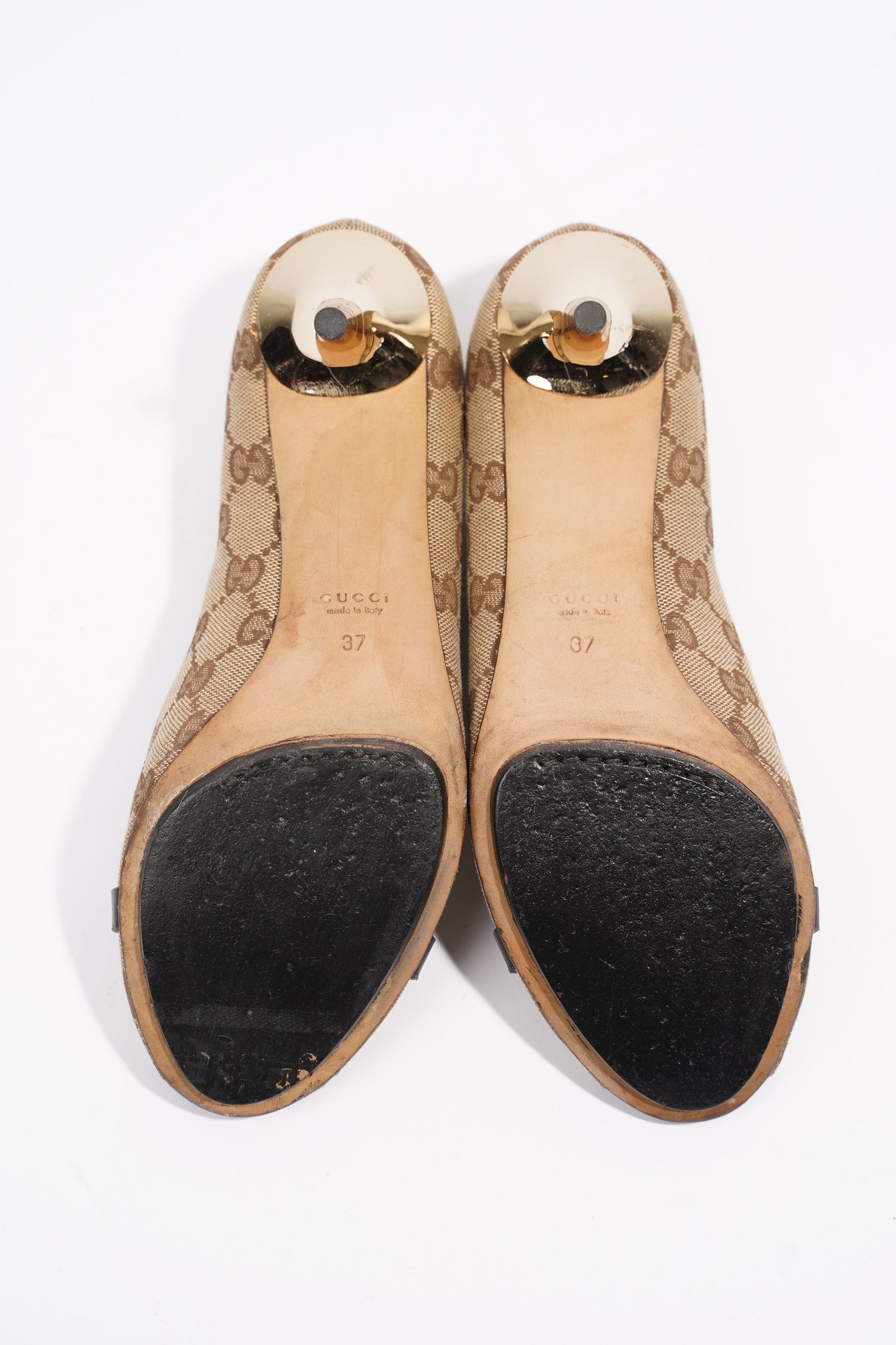 Gucci GG Pumps Beige / Brown Canvas EU 37 UK 4