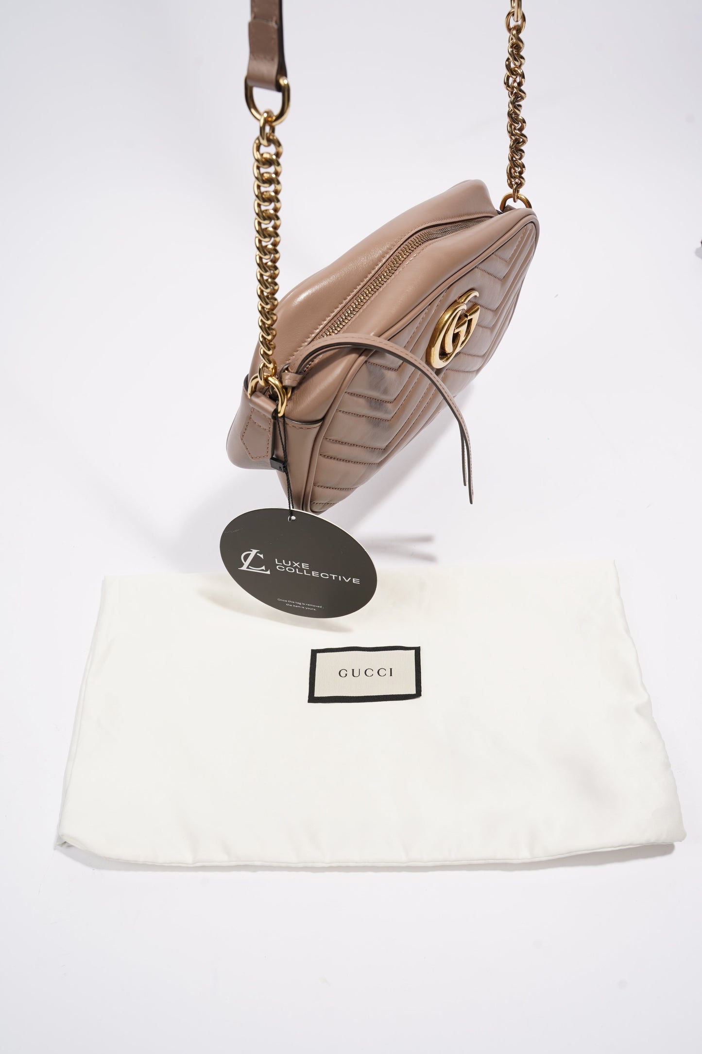 Gucci Marmont Zip Dusty Pink Matelasse Leather Small
