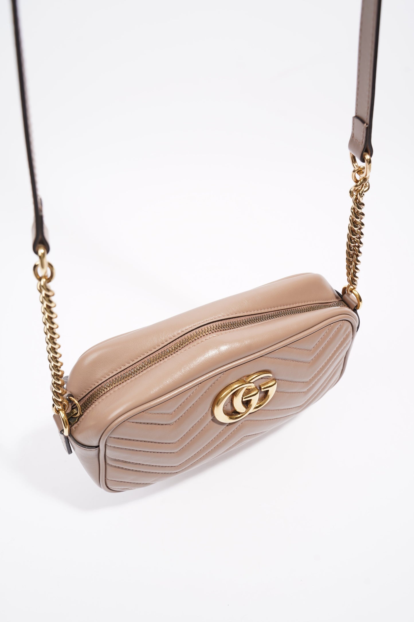 Gucci Marmont Zip Dusty Pink Matelasse Leather Small