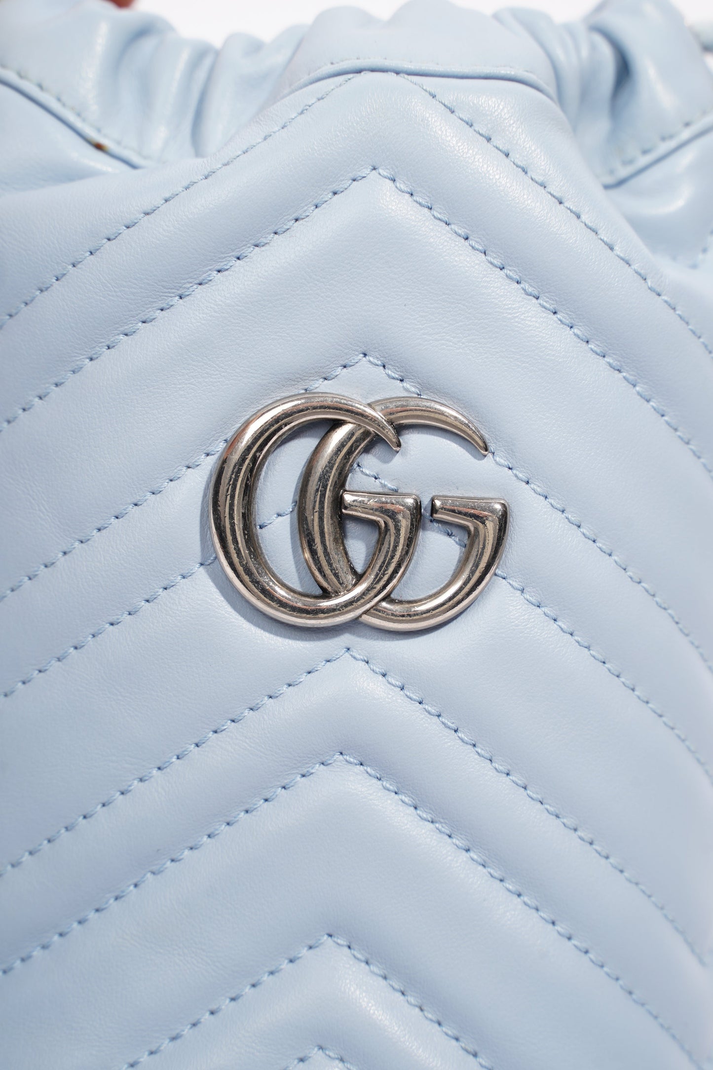 Gucci Marmont Bucket Bag Baby Blue Matelasse Leather Mini