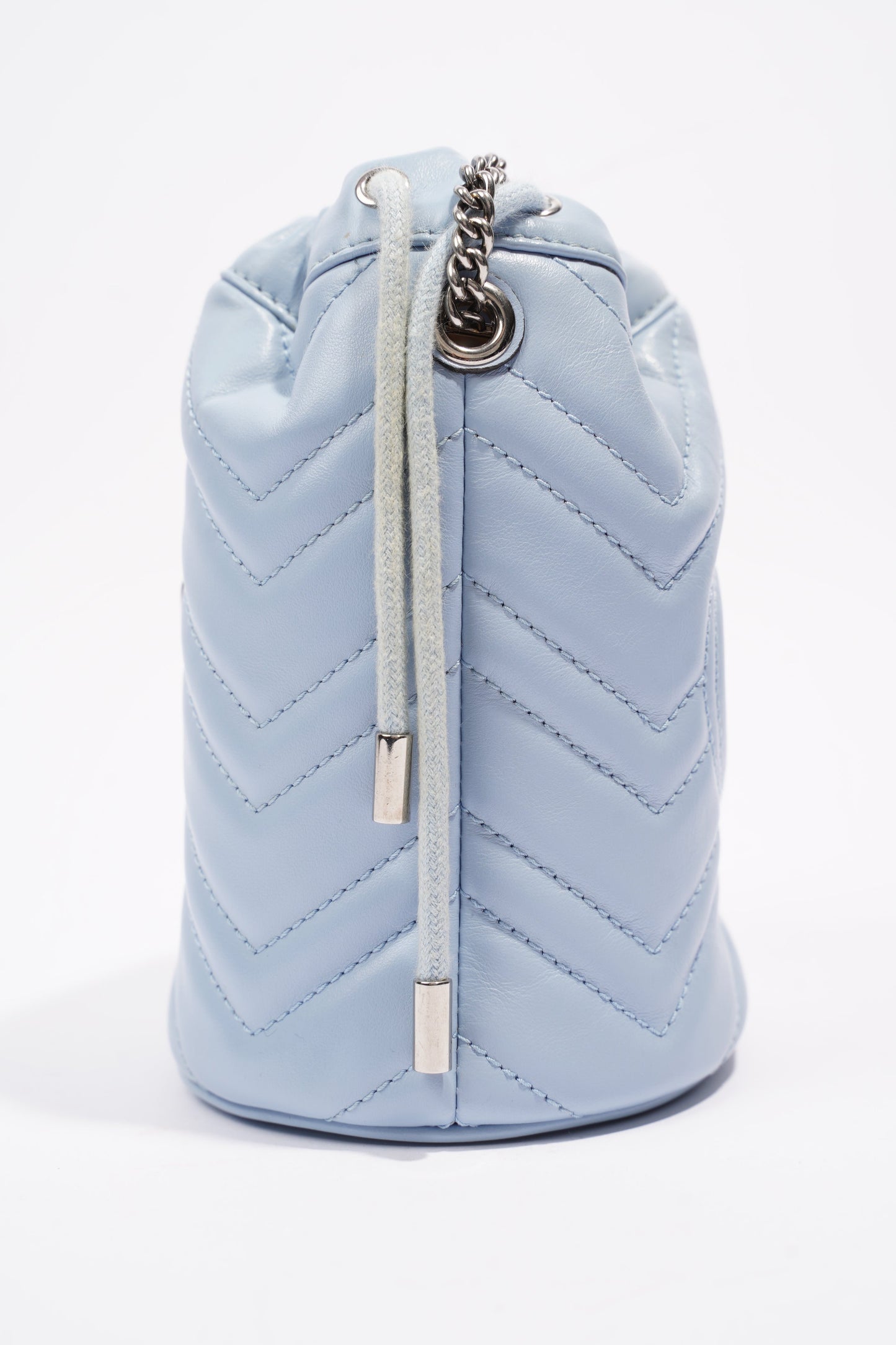Gucci Marmont Bucket Bag Baby Blue Matelasse Leather Mini