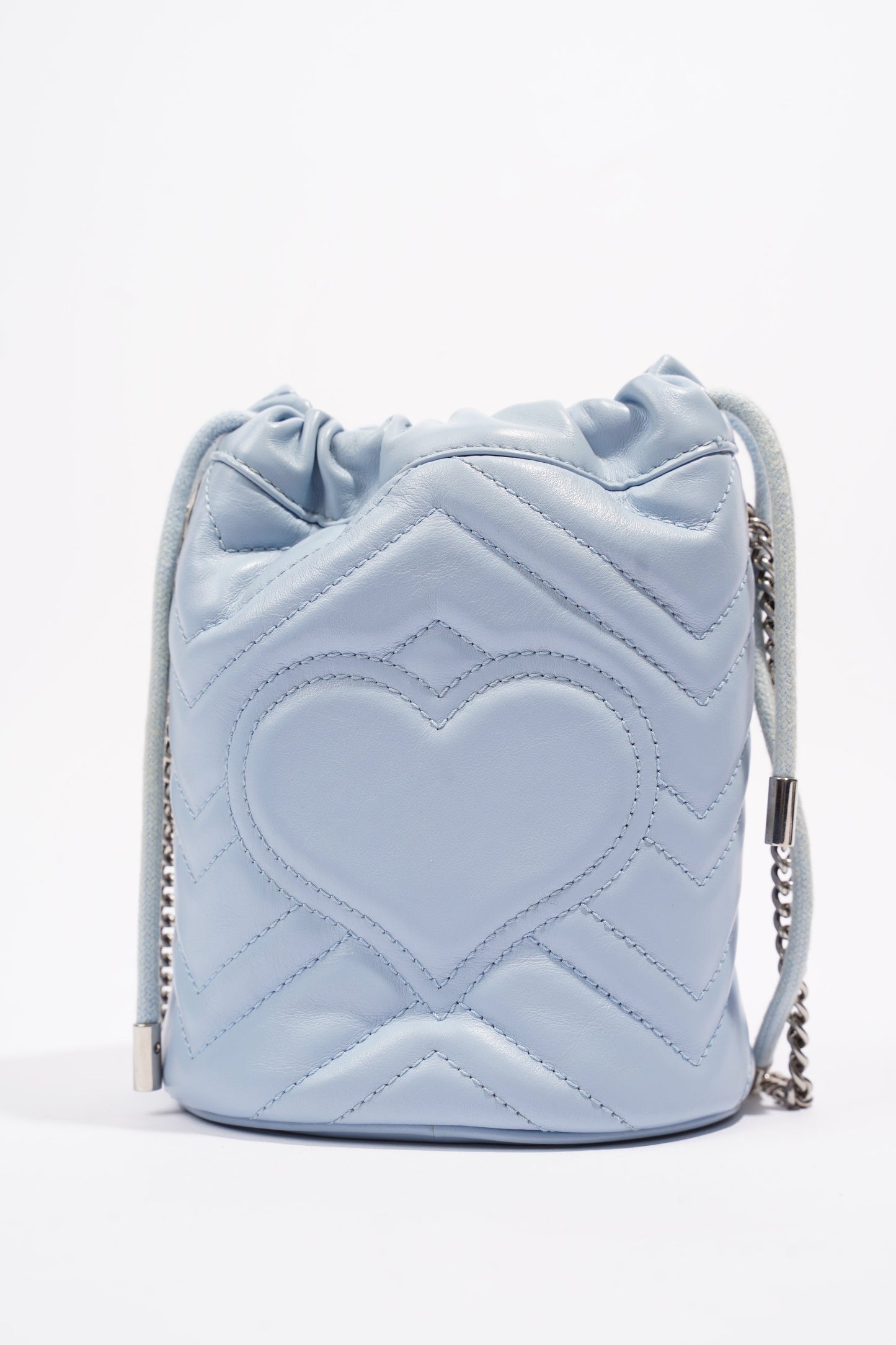 Gucci Marmont Bucket Bag Baby Blue Matelasse Leather Mini