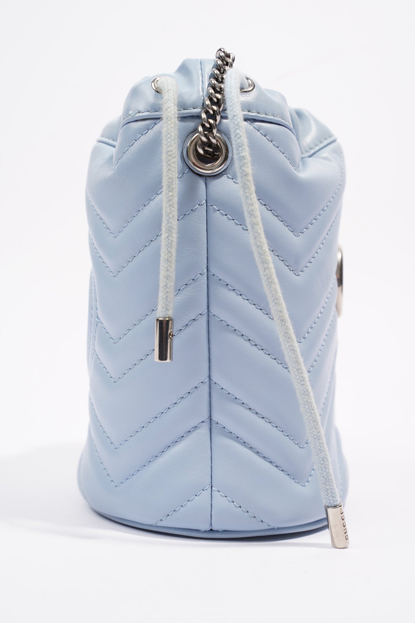 Gucci Marmont Bucket Bag Baby Blue Matelasse Leather Mini