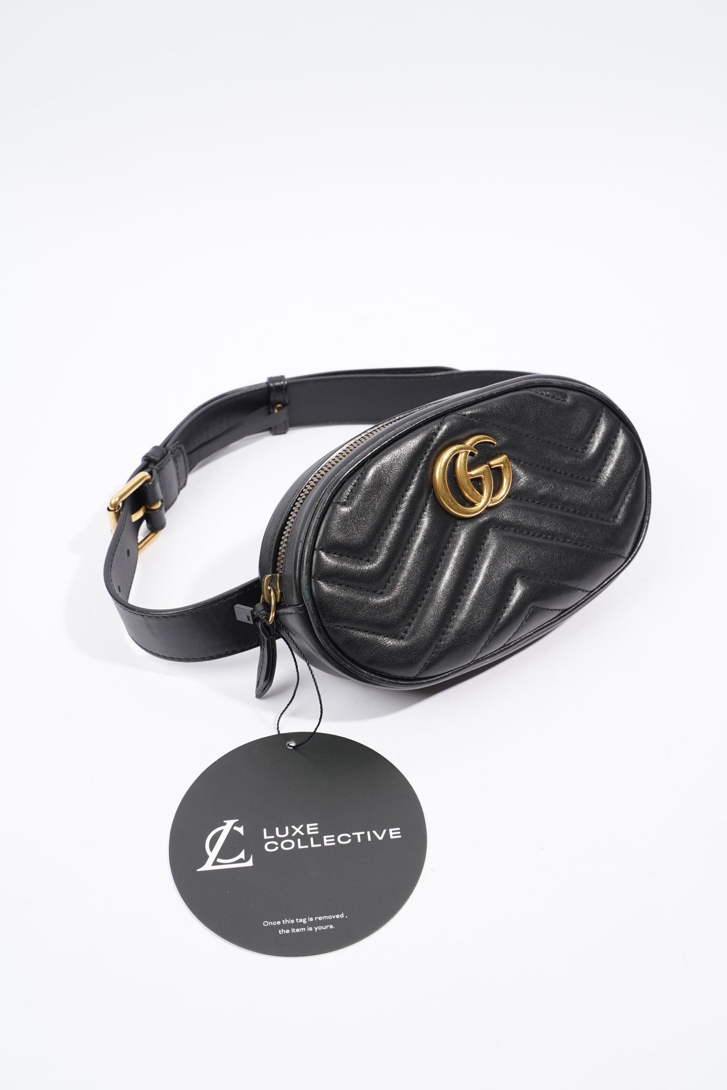 Gucci Marmont Belt Bag Black Matelasse Leather 75cm 30"