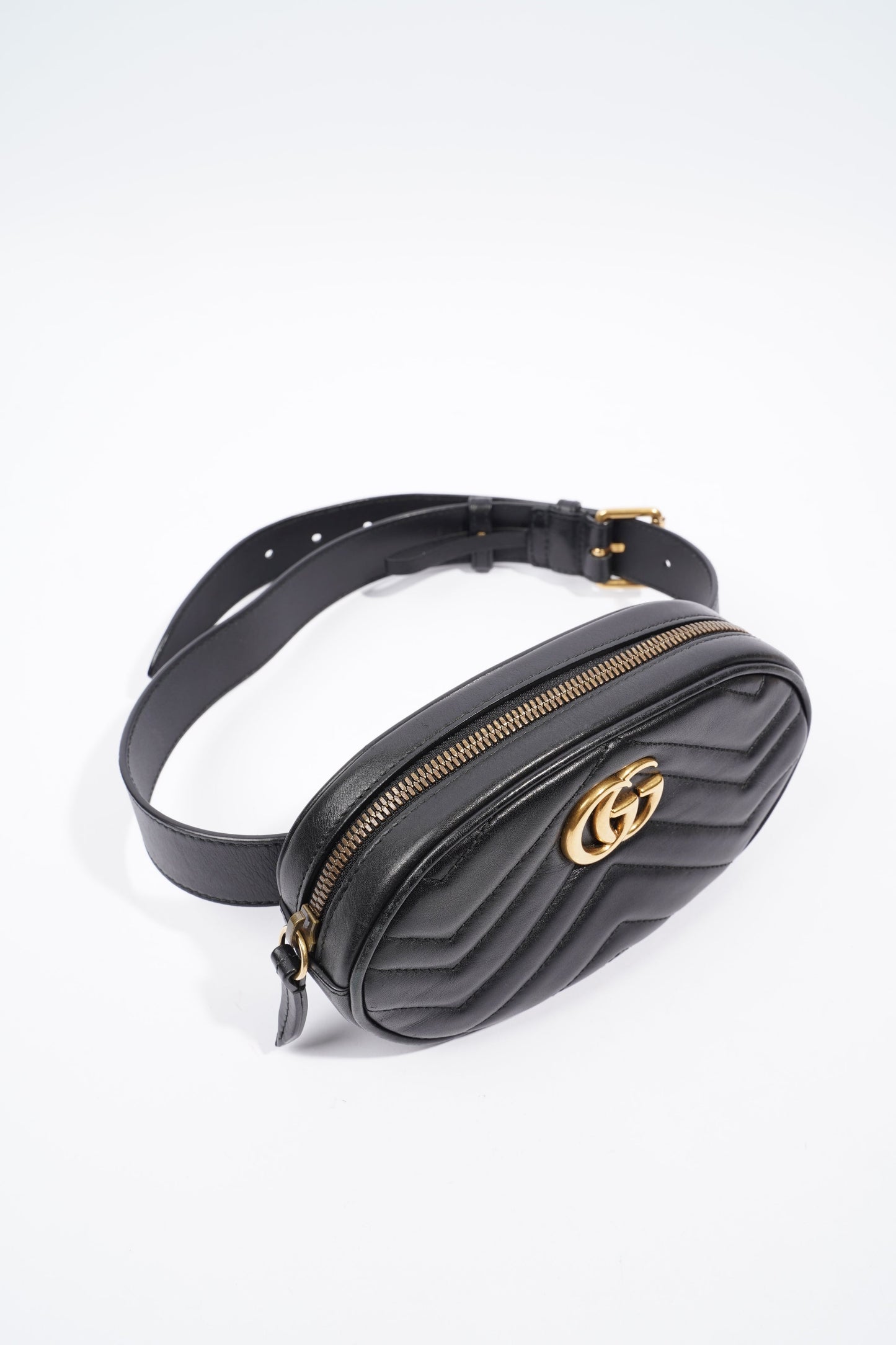 Gucci Marmont Belt Bag Black Matelasse Leather 75cm 30"