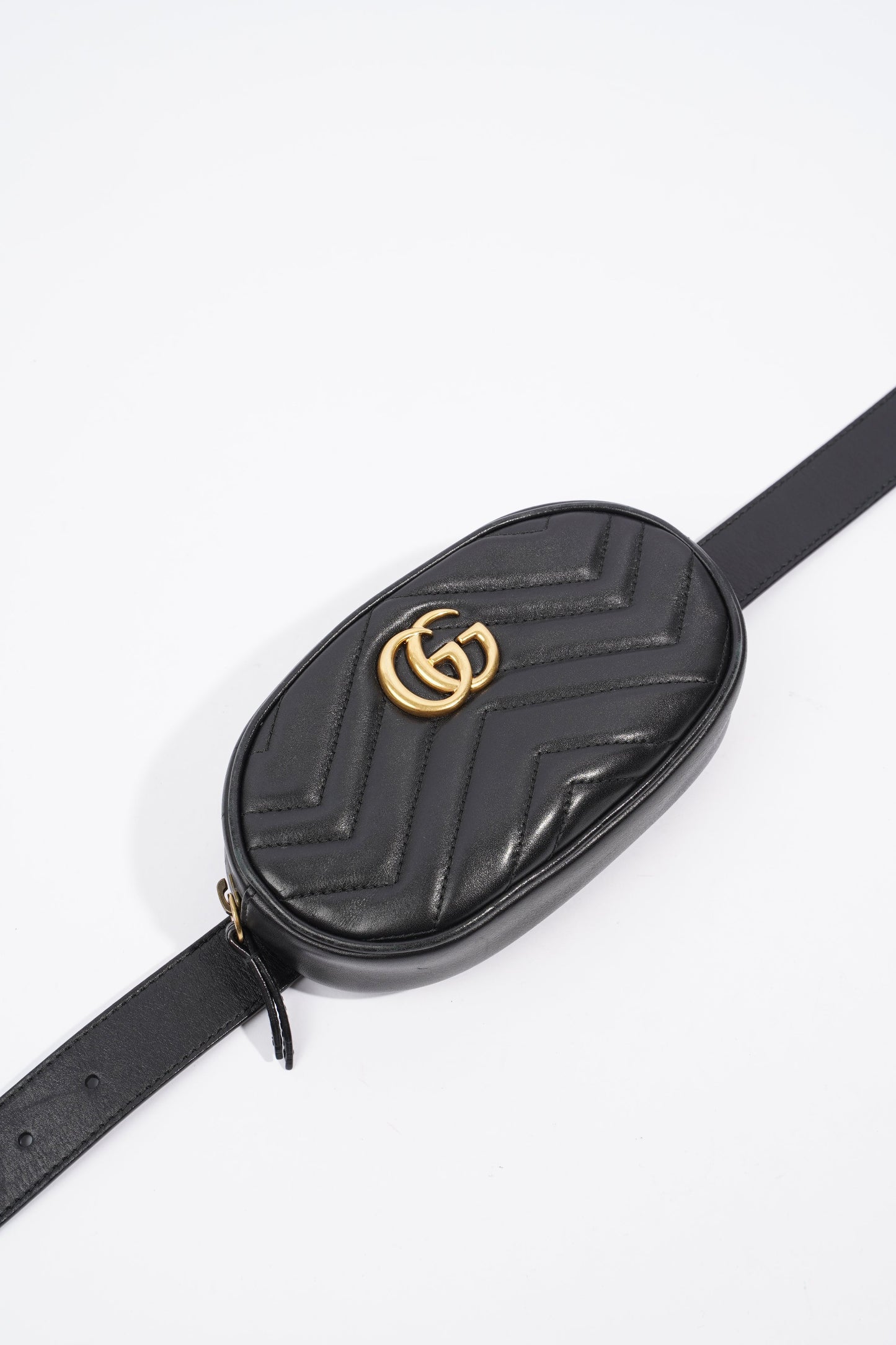 Gucci Marmont Belt Bag Black Matelasse Leather 75cm 30"