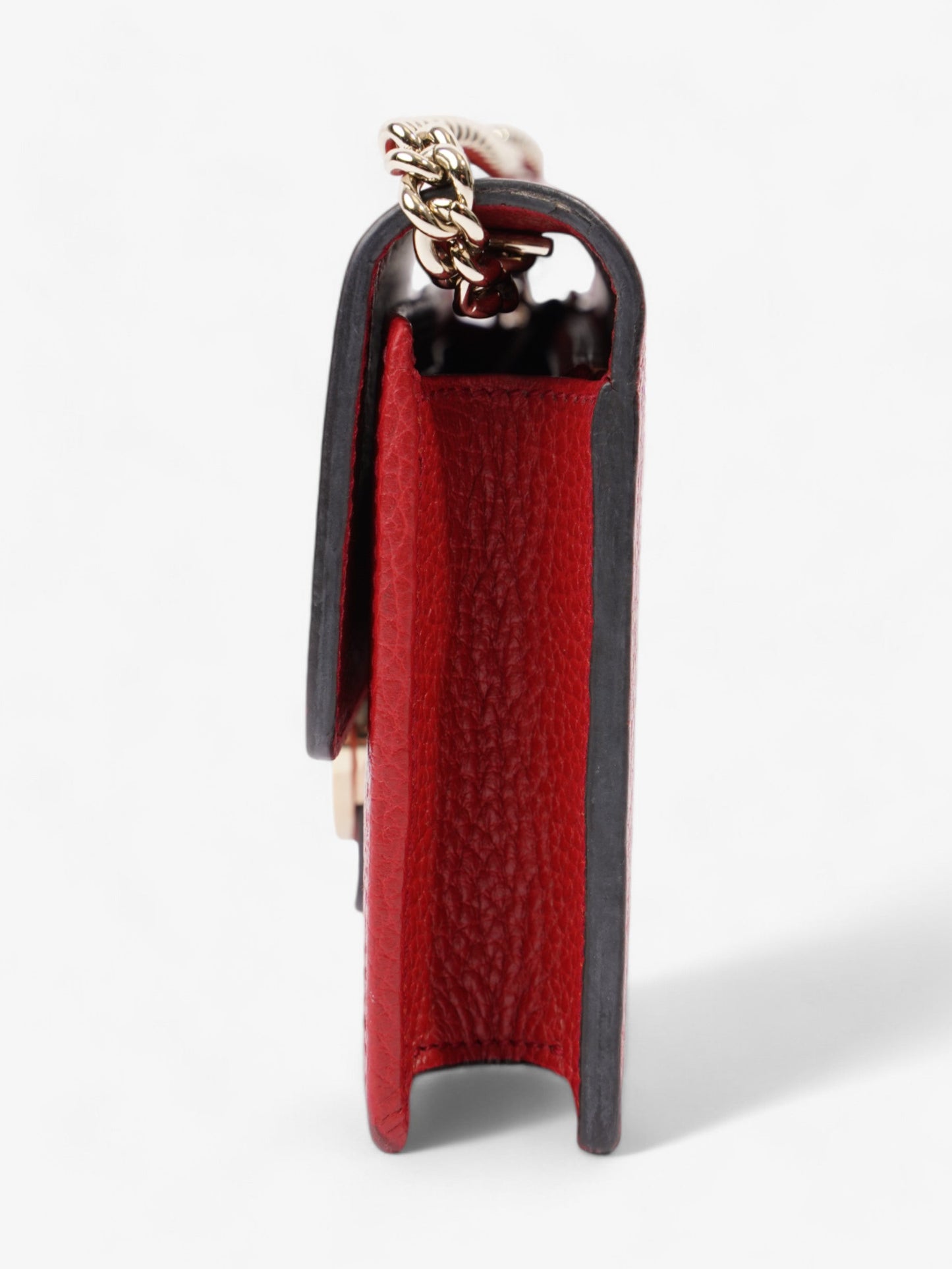 Gucci Interlocking G Leather Chain Wallet Red Leather