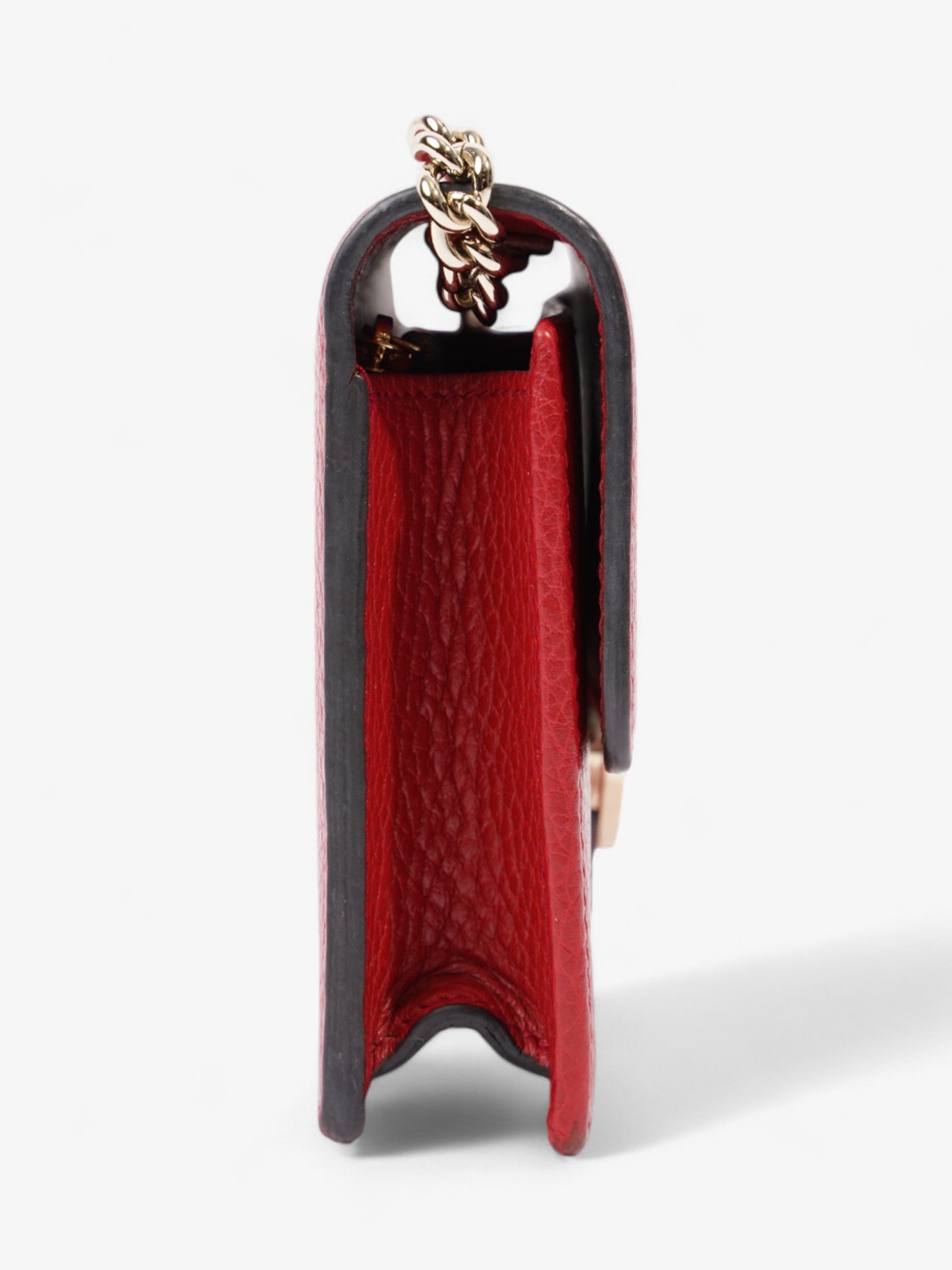 Gucci Interlocking G Leather Chain Wallet Red Leather
