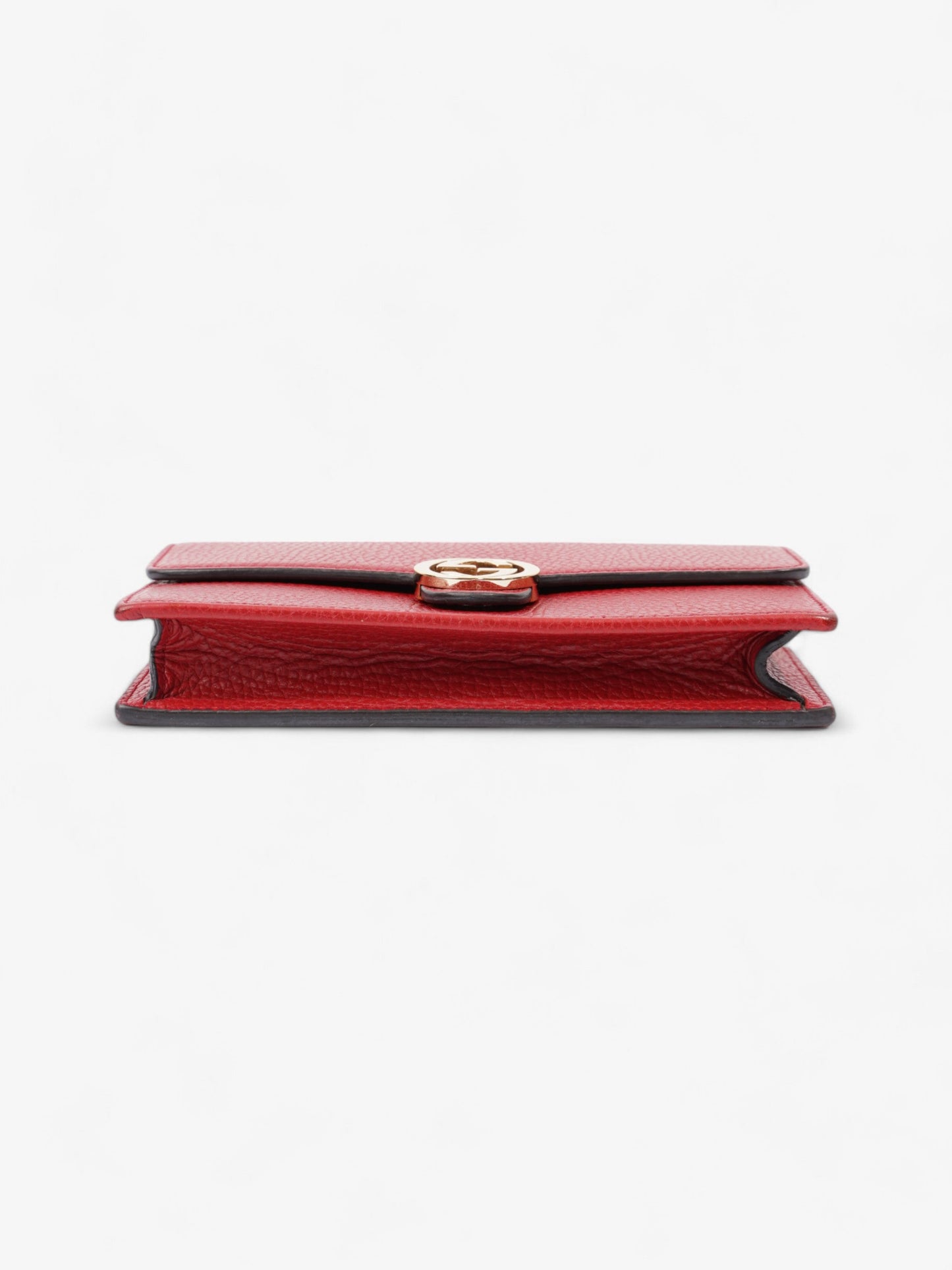 Gucci Interlocking G Leather Chain Wallet Red Leather