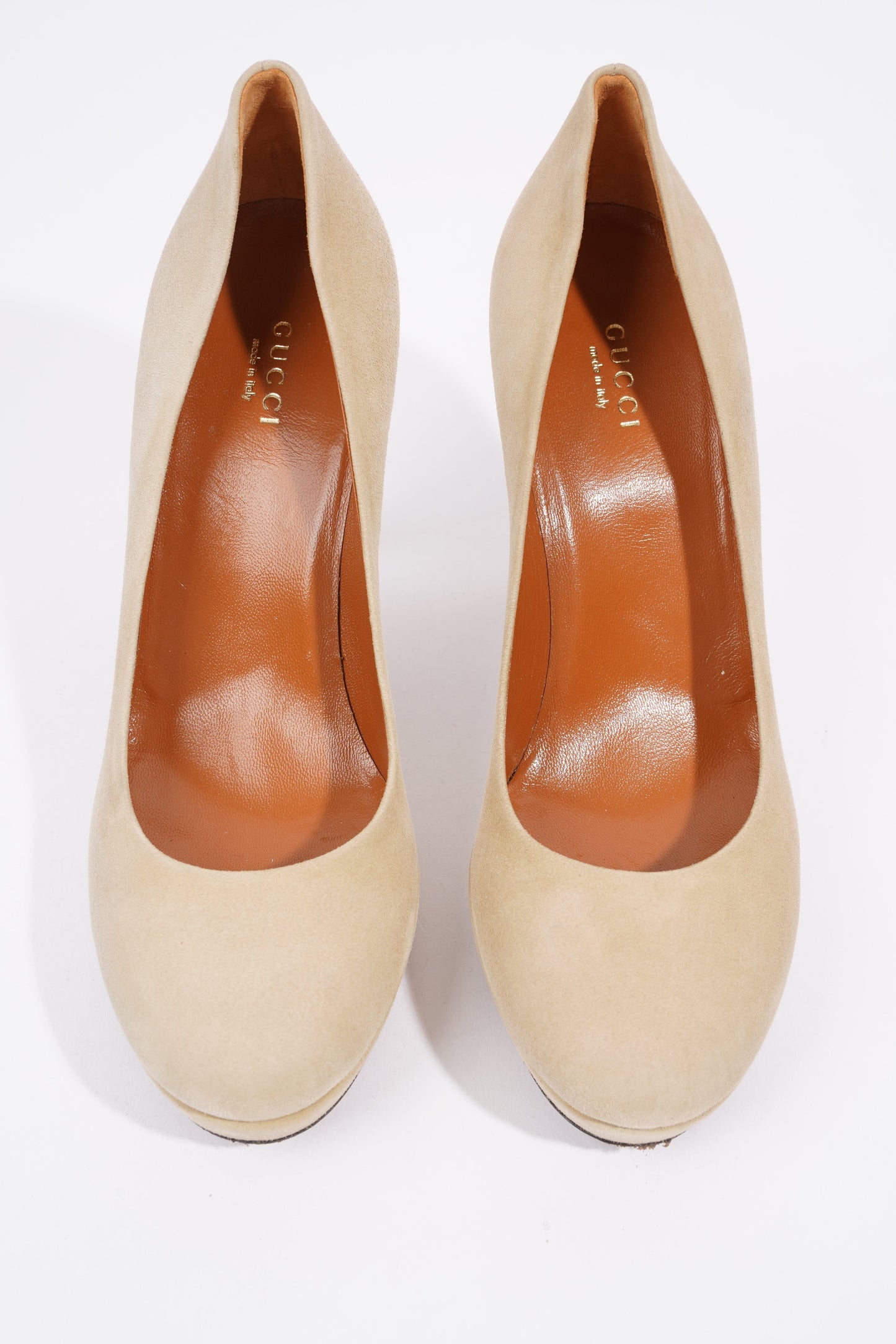 Gucci Platform Pump 100 Cream Suede EU 38.5 UK 5.5