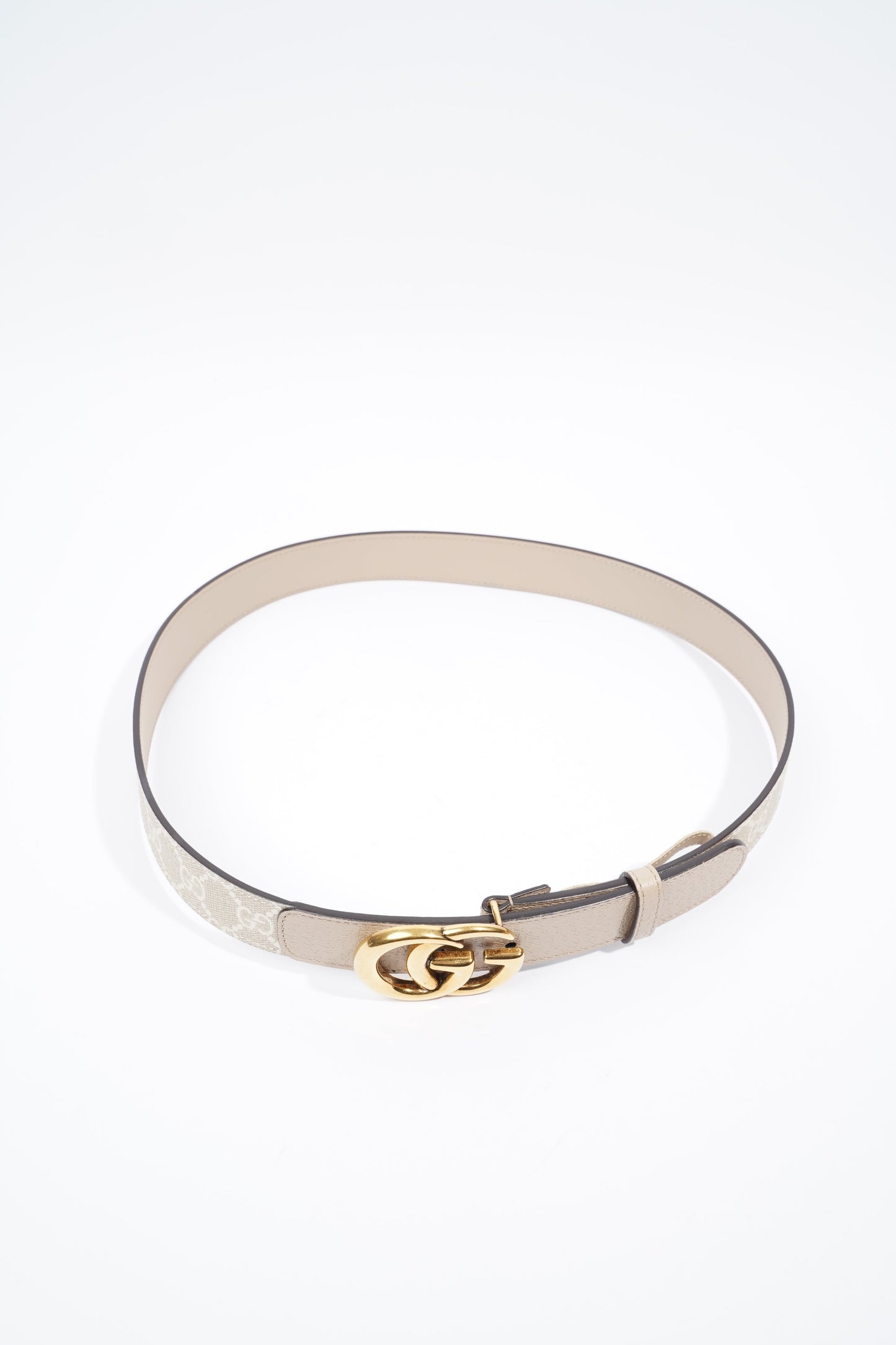 Gucci GG Marmont Belt Beige / White Leather 85cm 34'