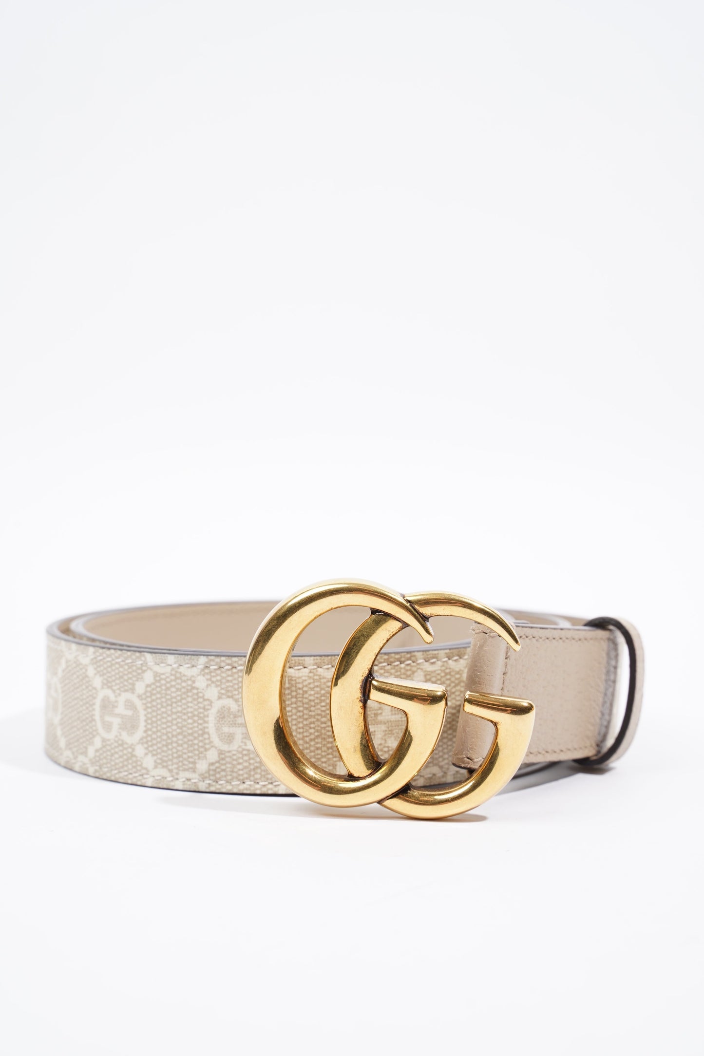 Gucci GG Marmont Belt Beige / White Leather 85cm 34'