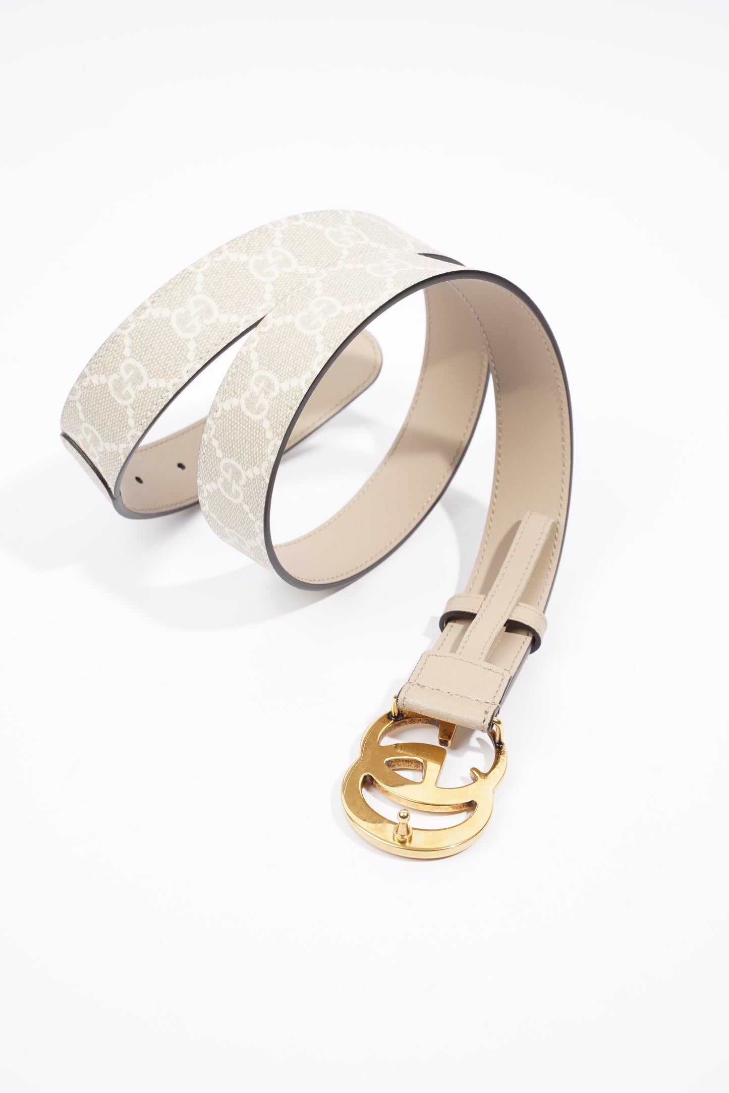 Gucci GG Marmont Belt Beige / White Leather 85cm 34'