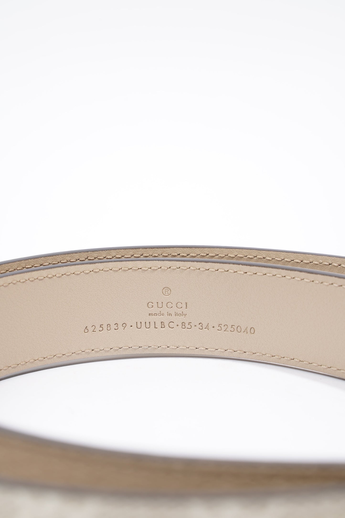 Gucci GG Marmont Belt Beige / White Leather 85cm 34'