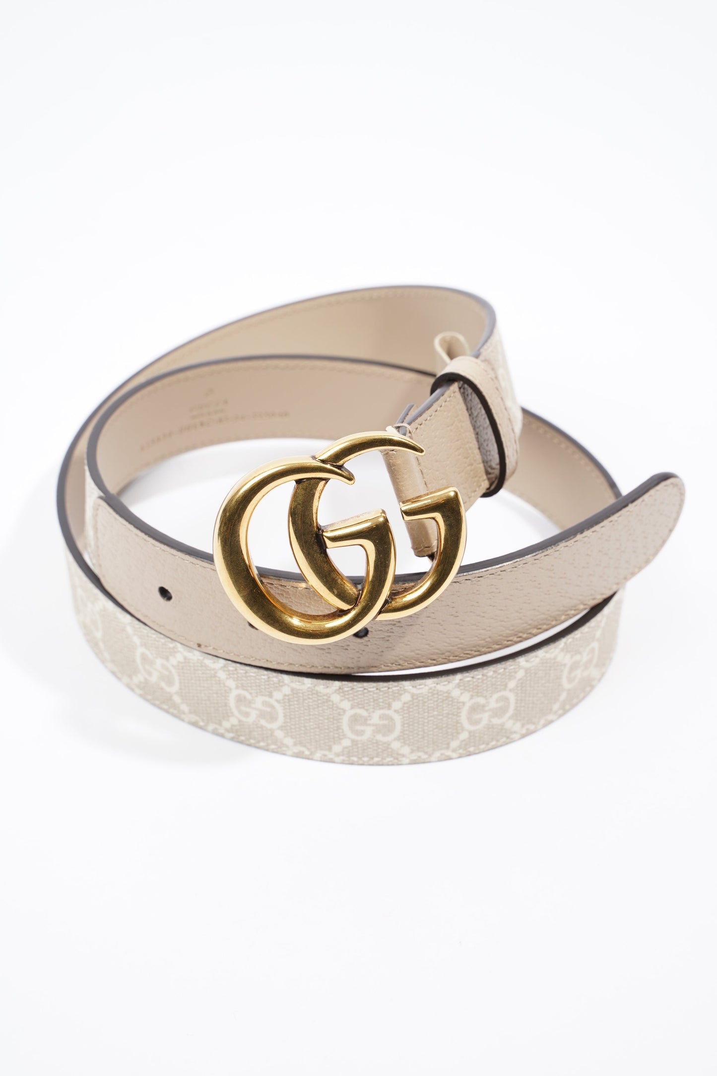 Gucci GG Marmont Belt Beige / White Leather 85cm 34'
