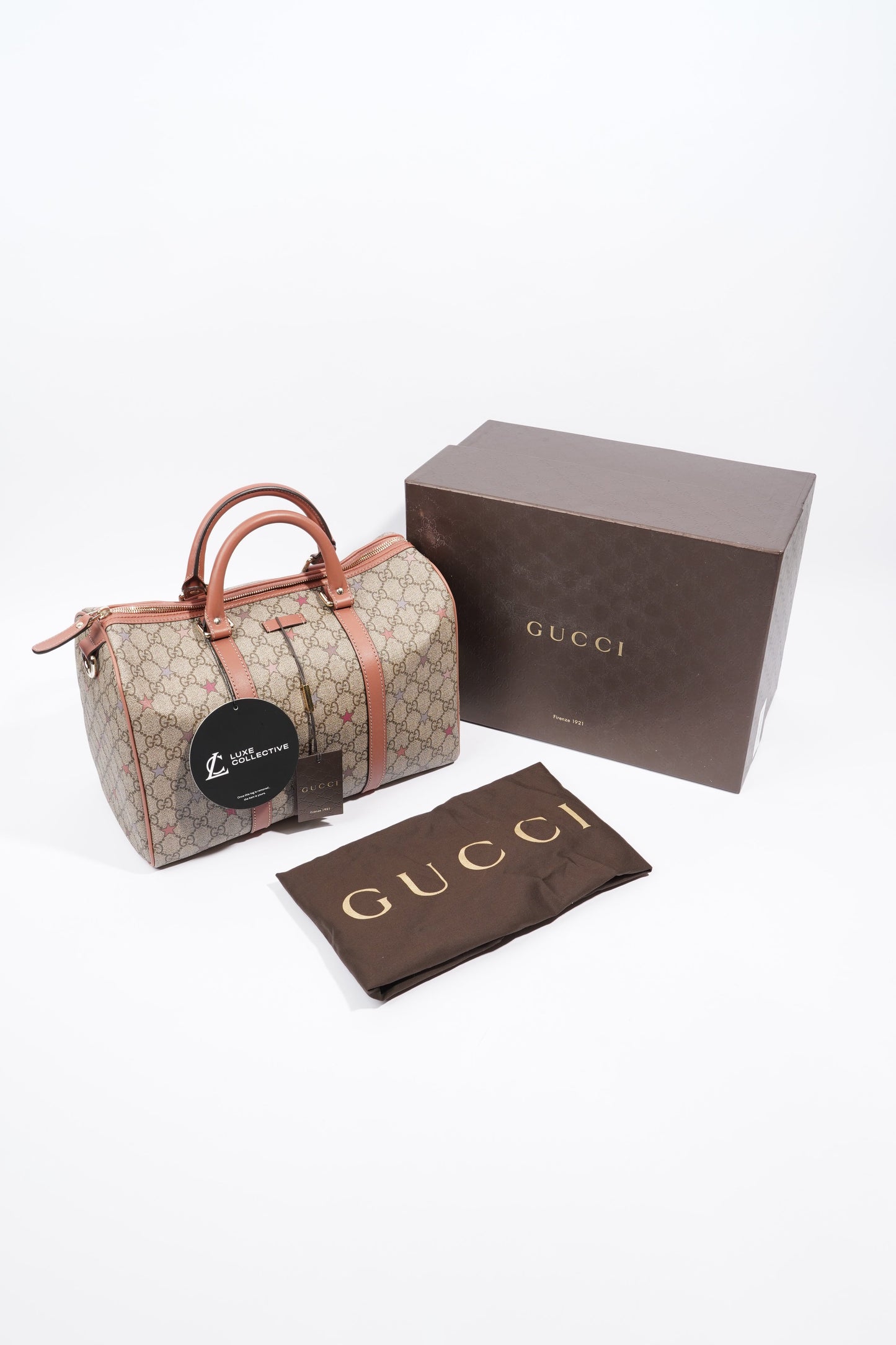 Gucci GG Supreme Stars Joy Boston Beige / Dusty Pink Coated Canvas Medium