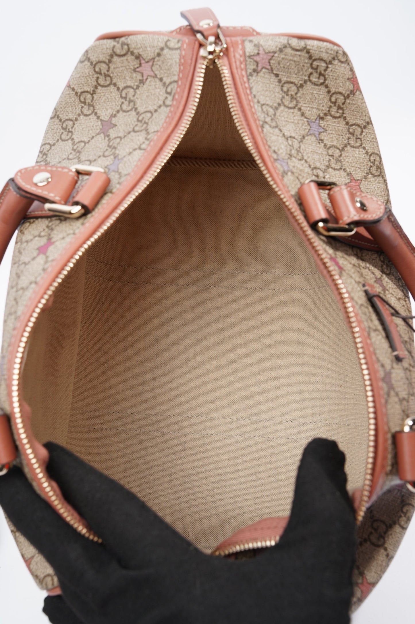 Gucci GG Supreme Stars Joy Boston Beige / Dusty Pink Coated Canvas Medium