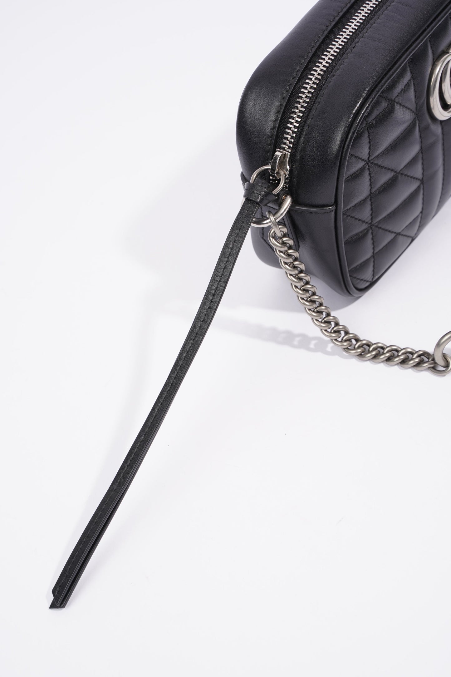 Gucci Marmont Zip Black Matelasse Leather Mini