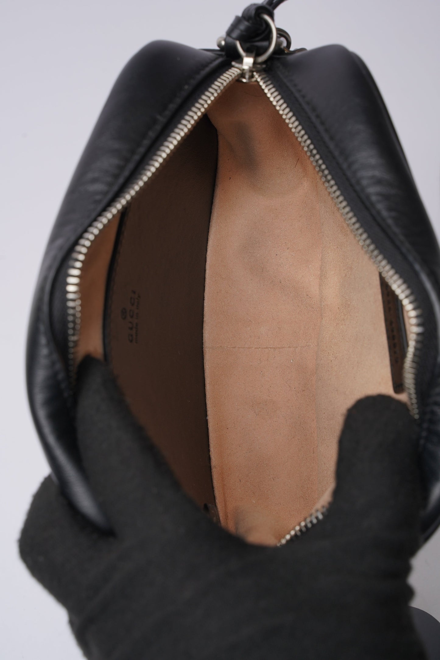 Gucci Marmont Zip Black Matelasse Leather Mini