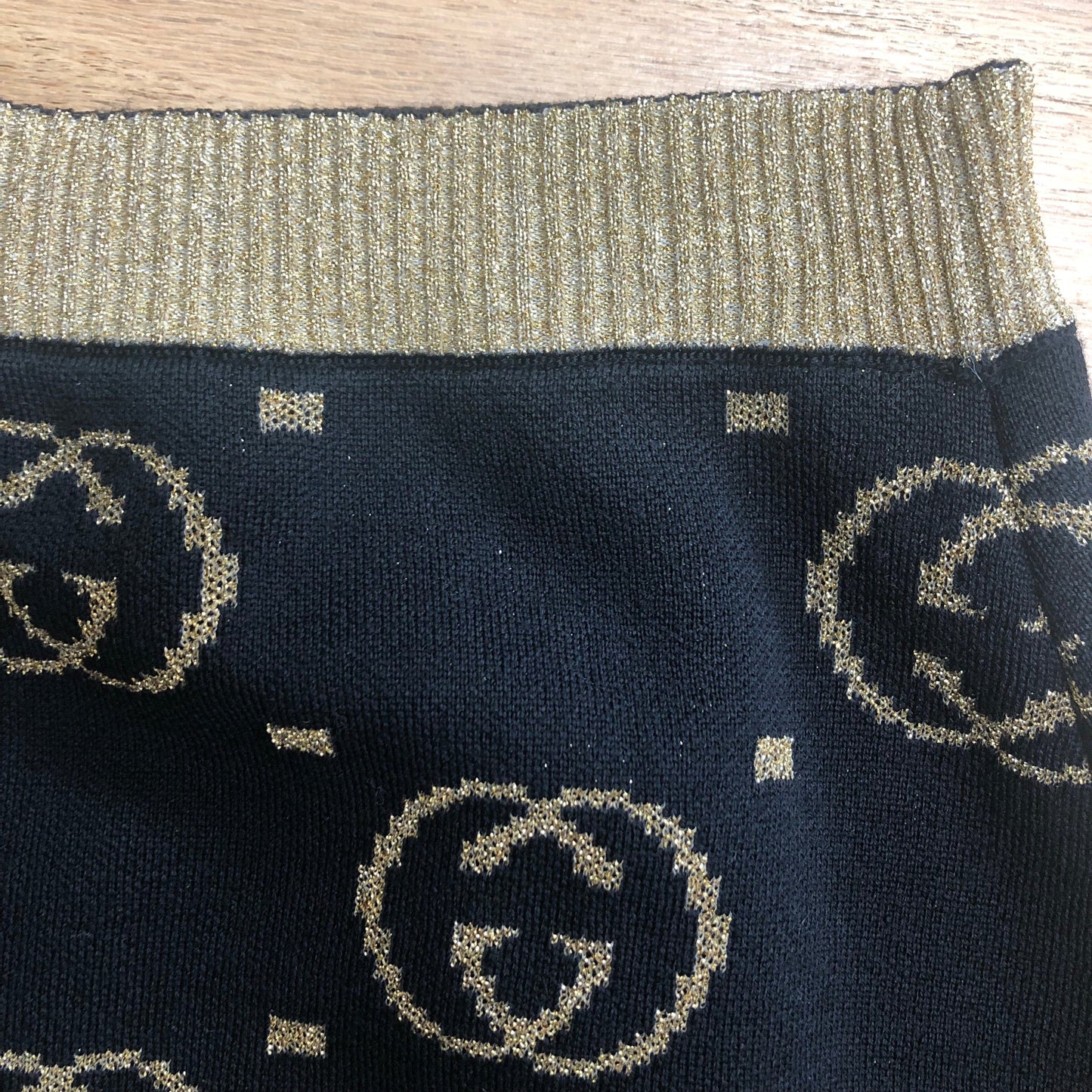 Gucci A Line Skirt in Black with Gold Lamé