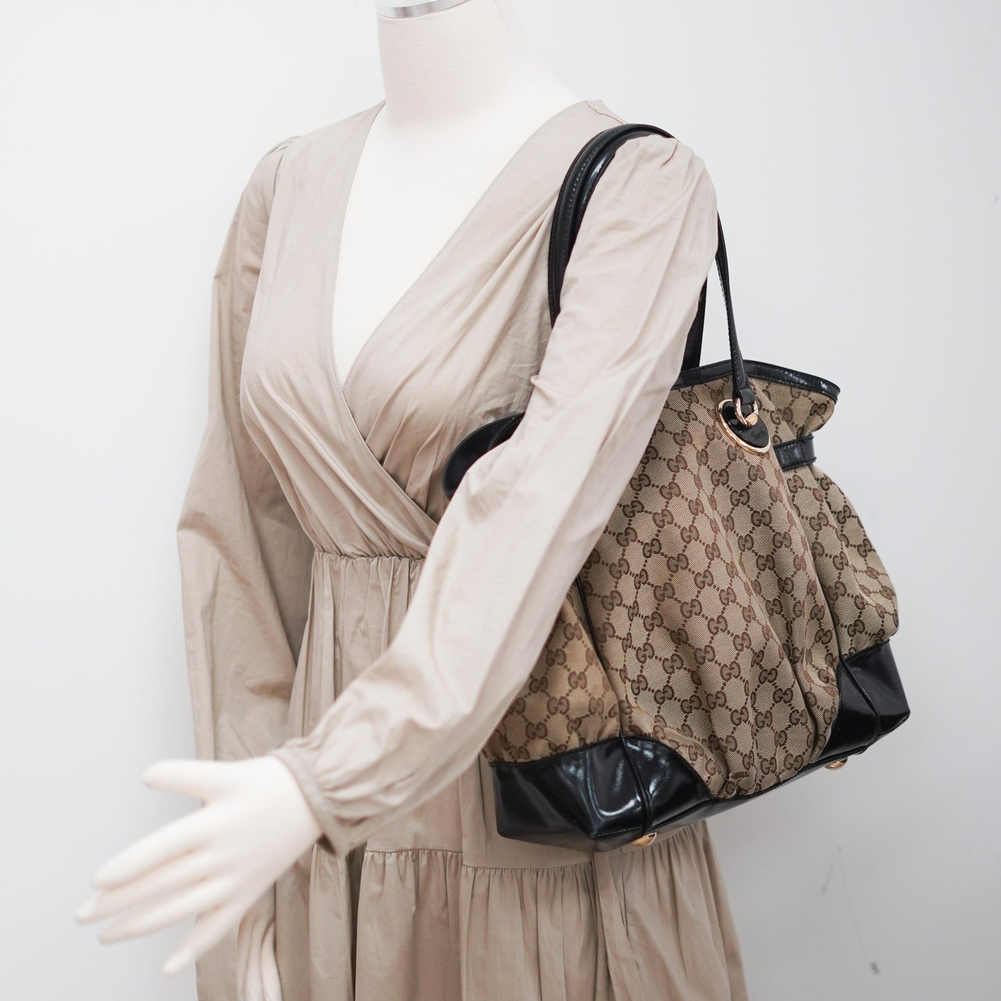 Gucci Guccissima Twin Shoulder Bag Off-White