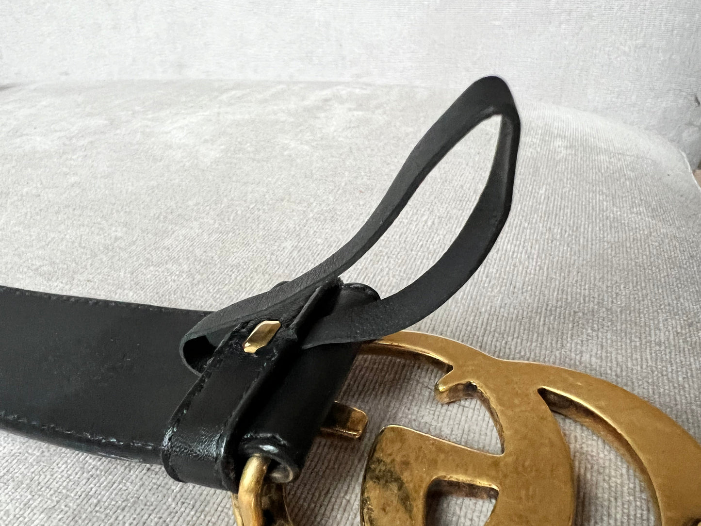 Gucci GG 2015 Re edition Marmont Black Wide Leather Belt with Gold Buckle (RRP £380)
