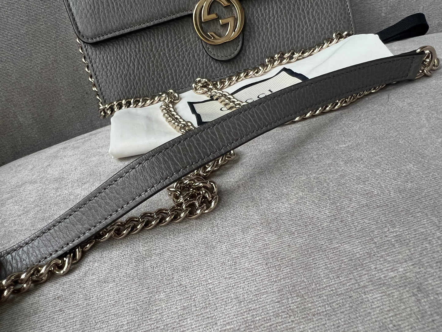 Gucci Dollar Grey Interlocking Chain Wallet