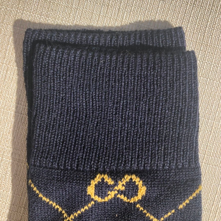 Gucci Knee High Socks in Navy with Gold Interlocking GG