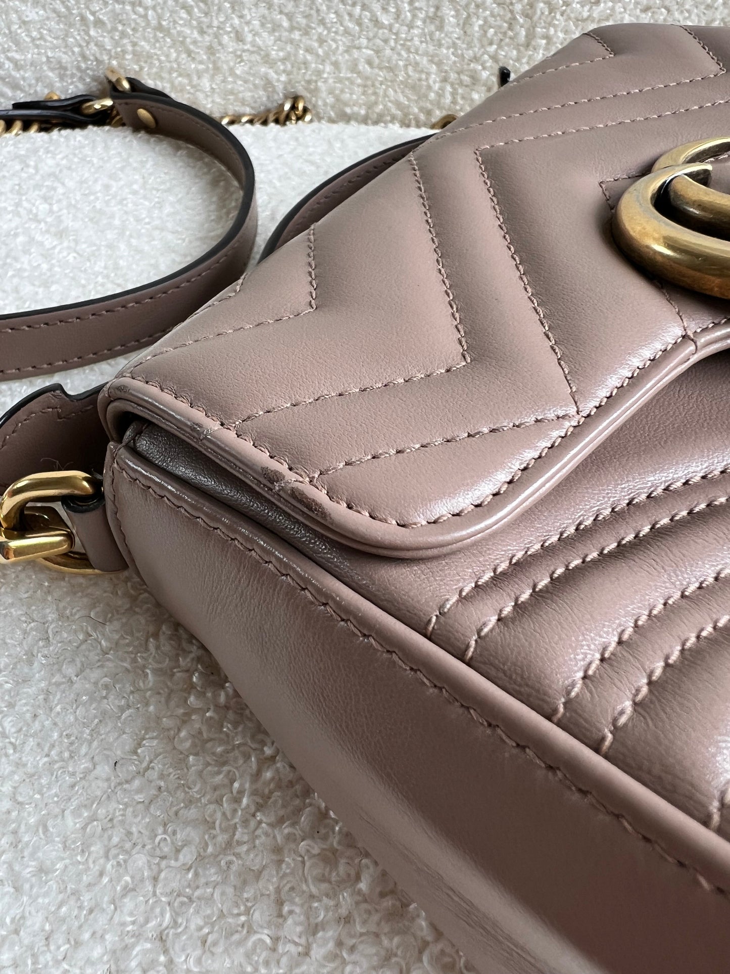 Gucci GG Dusty Pink Marmont Mini Top Handle Bag (RRP £1,890)